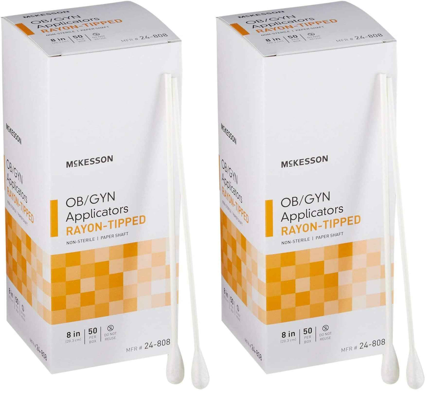 McKesson OB/GYN Applicators Rayon Tipped, Non-Sterile, 8 in, 50 Count, 2 Pack