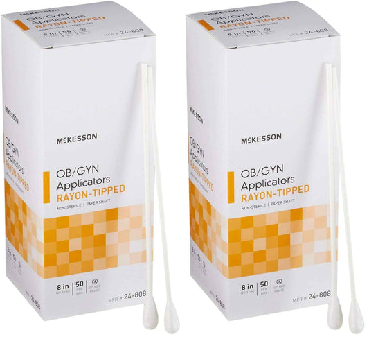 McKesson OB/GYN Applicators Rayon Tipped, Non-Sterile, 8 in, 50 Count, 2 Pack