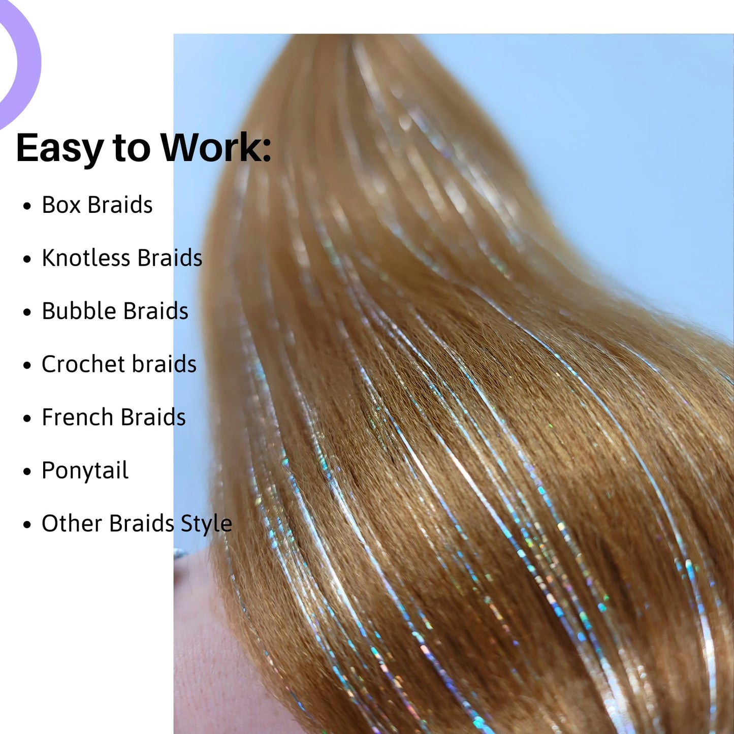 Gozill Honey Blonde Braiding Hair Pre Stretched Tinsel Braiding Hair 30 Inch Colorful Synthetic Fake Hair for Braiding