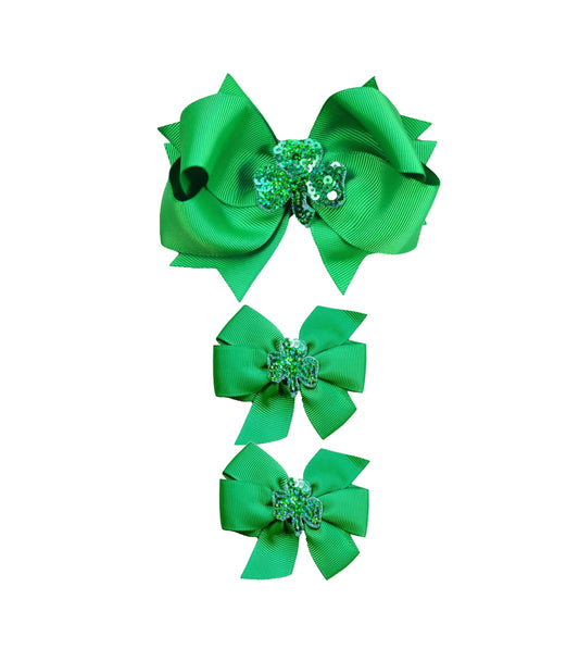 St. Patrick's Day Green Party Accessory Green Shamrock Hair Band Bow Hairpin Hairclips(SPJ1) (St. Patrick's H)