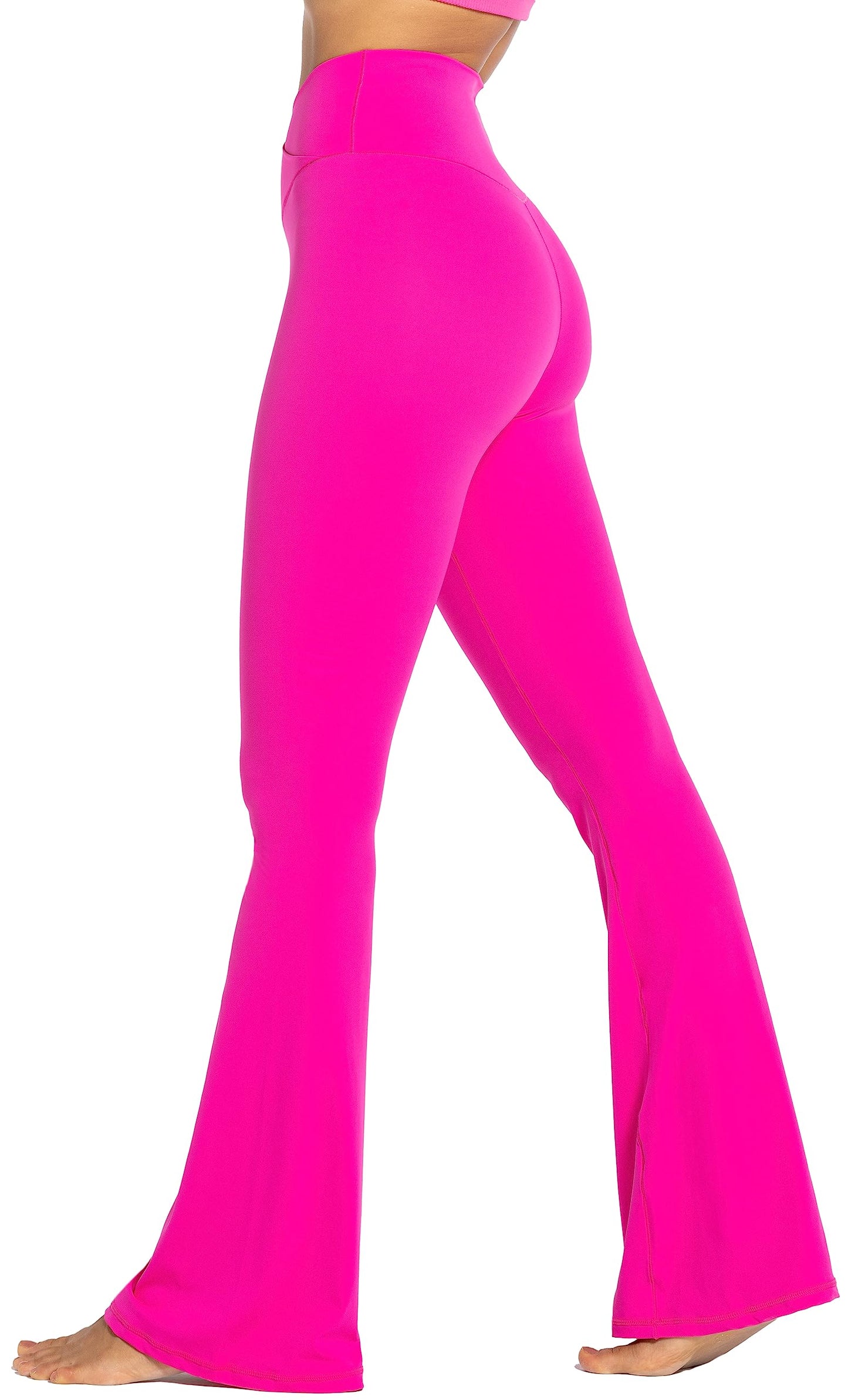 Sunzel Flare Leggings, Crossover Yoga Pants for Women with Tummy Control, High-Waisted and Wide Leg Hot Pink