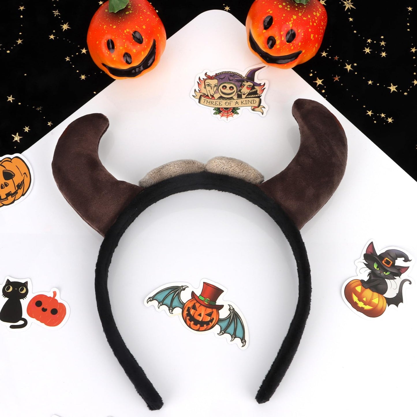 GAFATORY Bull Headband Horns Headband for Custome Cute Headband of Ox Hairband for Halloween Christmas Gifts Funny Headband Animal Ears Headband for Fun Animal Accessories Brown Cow Ears