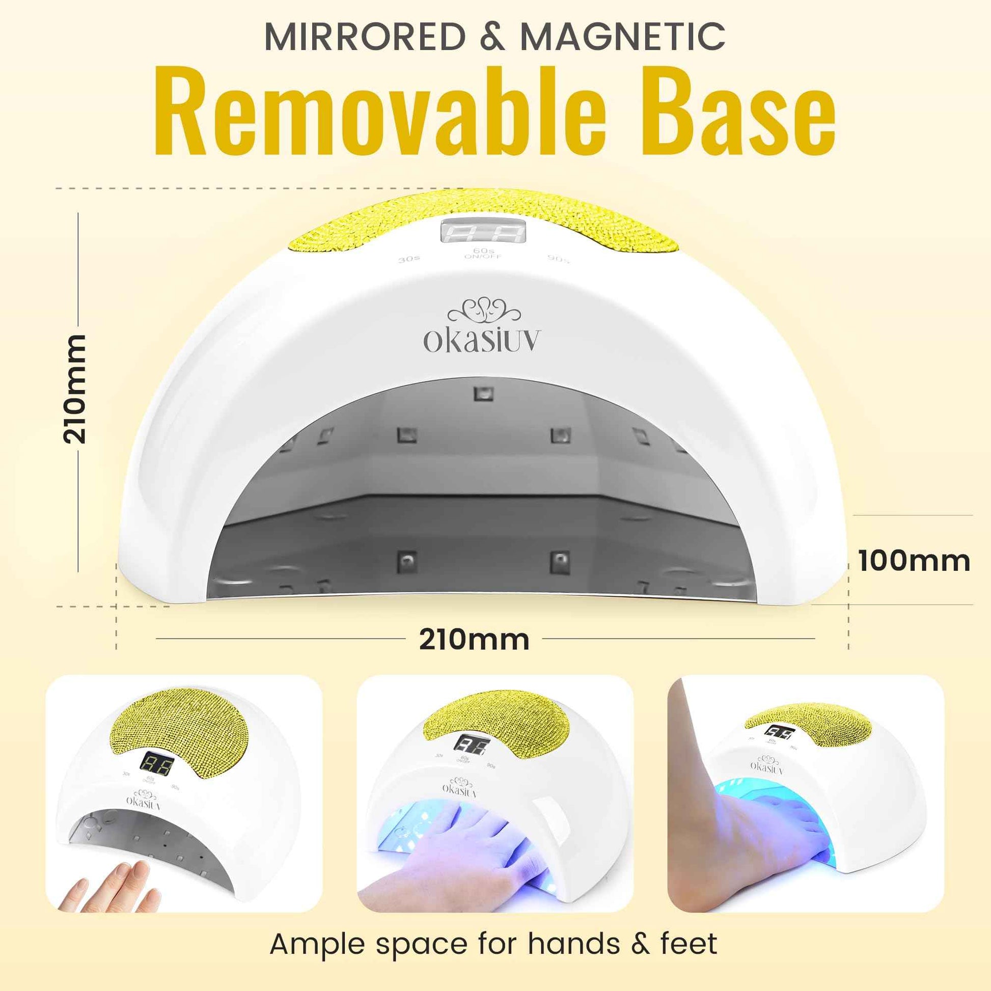 Okasiuv Rechargeable UV LED Nail Lamp with Diamond Design & Touch Control - 3 Timer Settings, Fast Curing for All Gel Polishes, Portable UV Nail Dryer for Professional Salon & Home