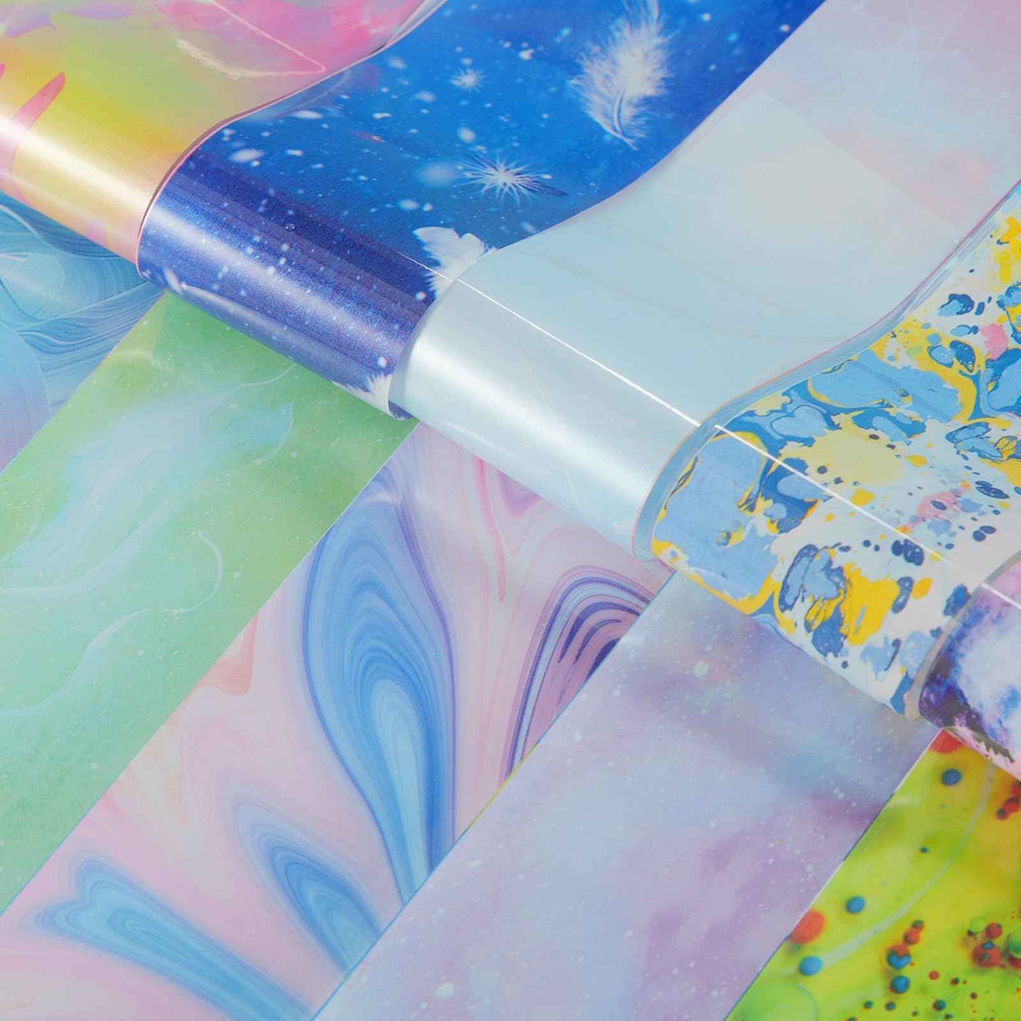 JERCLITY 300 Sheets Nail Foil Transfer Nail Art Stickers Set Nail Foil Transfer Sheets Marbling Starry Sky Leopard Print Aurora Iridescence Gradient Patterns for Women