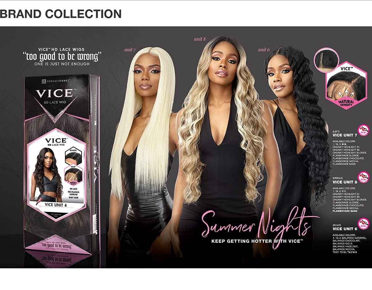 Sensationnel Vice Lace Front Wigs - Unit 6 5 Inch Deep Part Synthetic Preplucked Hairline (1 JETBLACK)