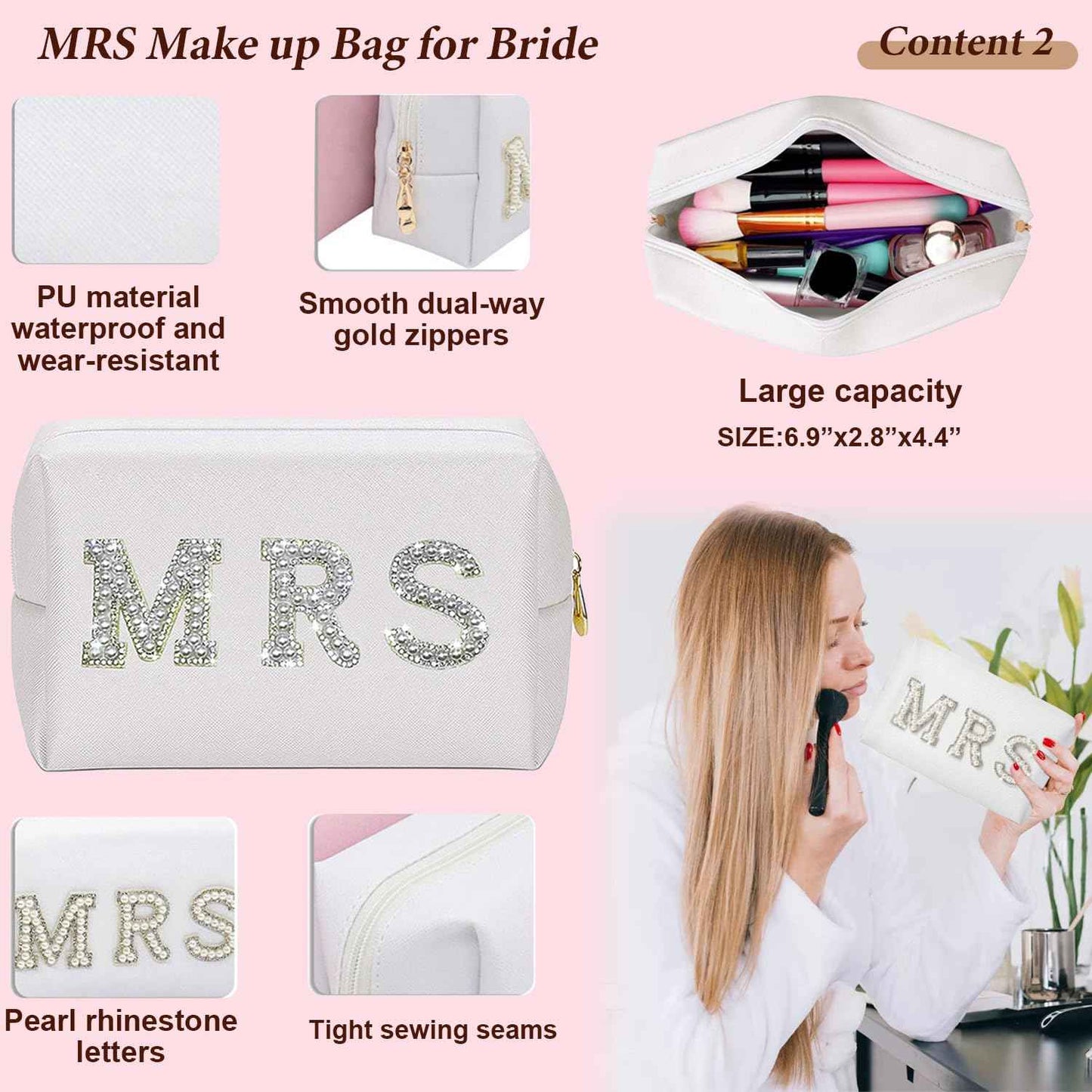 BILJOY Personalized Initial Bridal Shower Gifts Box Set, Letter K Bride Slippers MRS Cosmetic Bag Bride Hair Clip Wedding Gifts for Bride, Bride to be Gifts Bachelorette Gifts