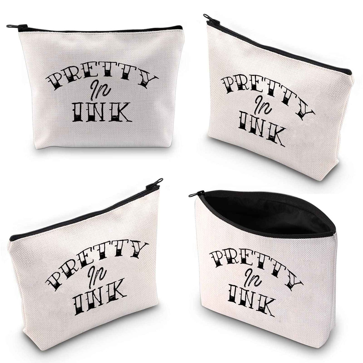 WCGXKO Tattoo Lover Gift Tattoo Artists Gift Pretty in Ink Addicted to Ink Zipper Pouch Makeup Bag (Pretty in Ink)