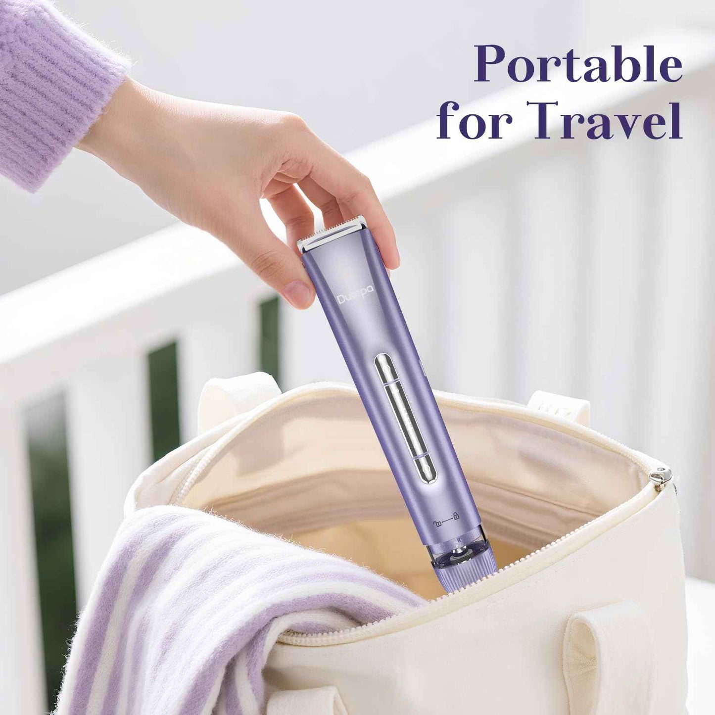 2-in-1 Electric Bikini Trimmer for Women, IPX7 Waterproof, Rechargeable Razor with Double-Edged Blade, Portable Hair Removal Shaver for Wet and Dry Use (Purple)