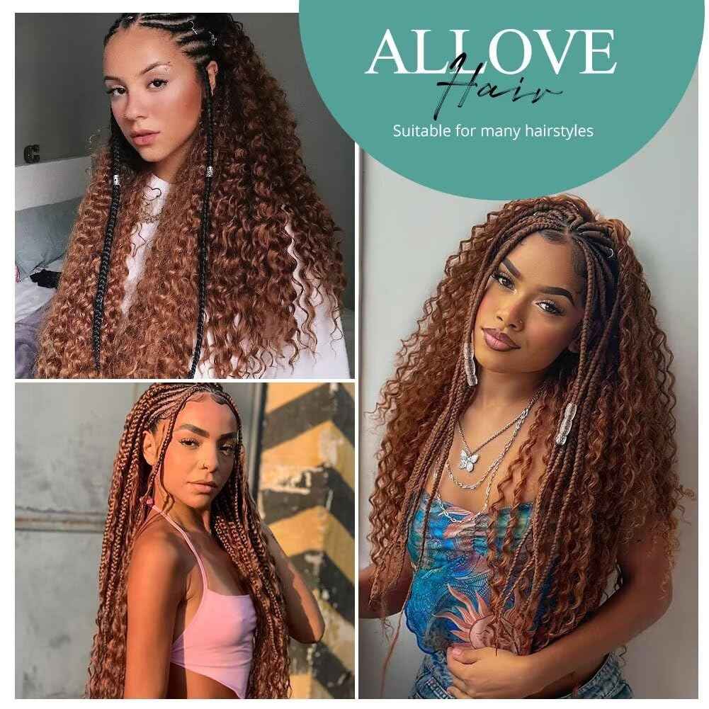 16 Inch 100g Deep Wave Human Braiding Hair 2 Bundles/Pack Deep Curly Bulk Human Braiding Hair for Boho Braids Color 30# No Weft 100% Human Brown Braiding Hair Extensions for Micro Braiding
