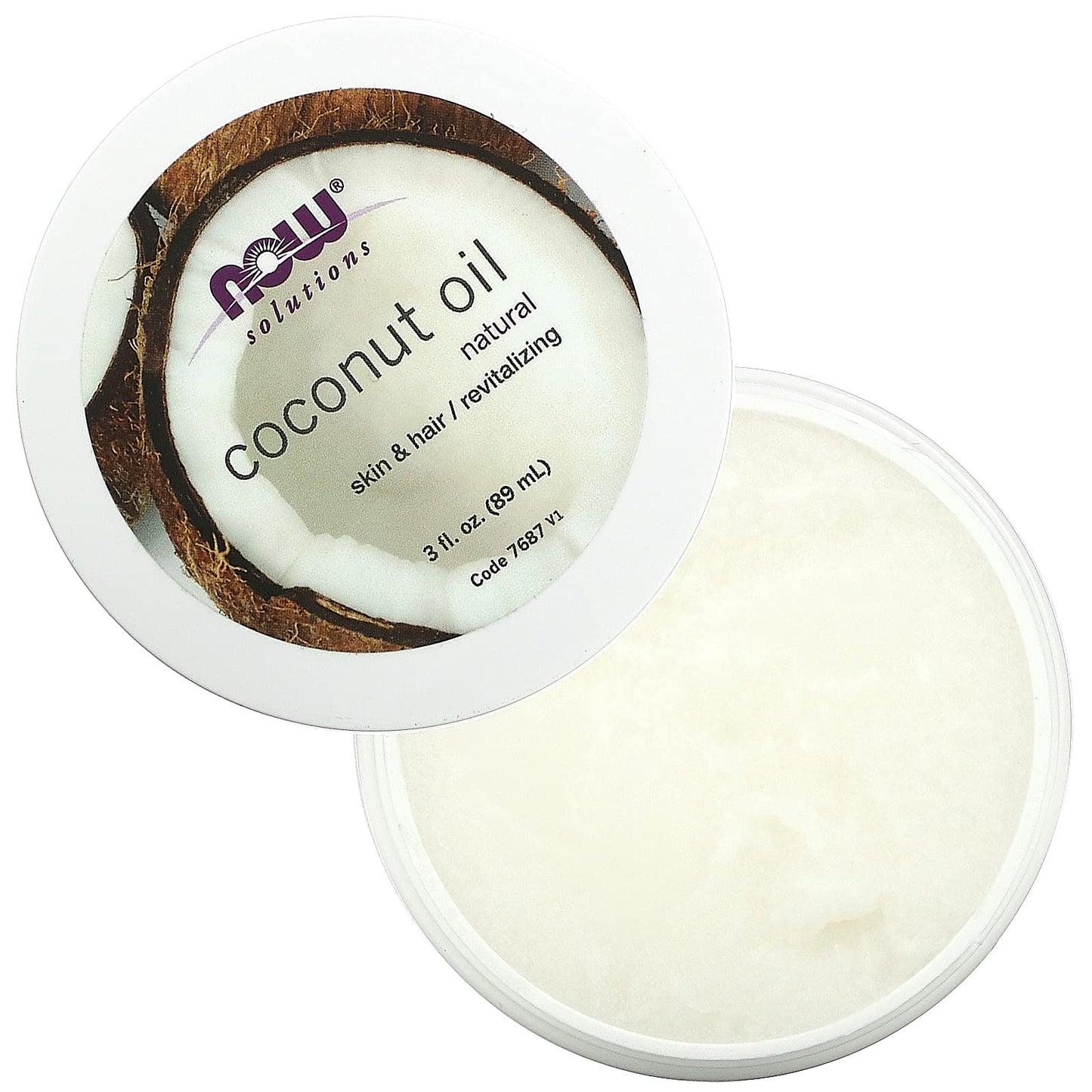 NOW Foods Solutions, Coconut Oil, Naturally Revitalizing For Skin and Hair, Conditioning Moisturizer, Convenient Travel Size, 3-Ounce