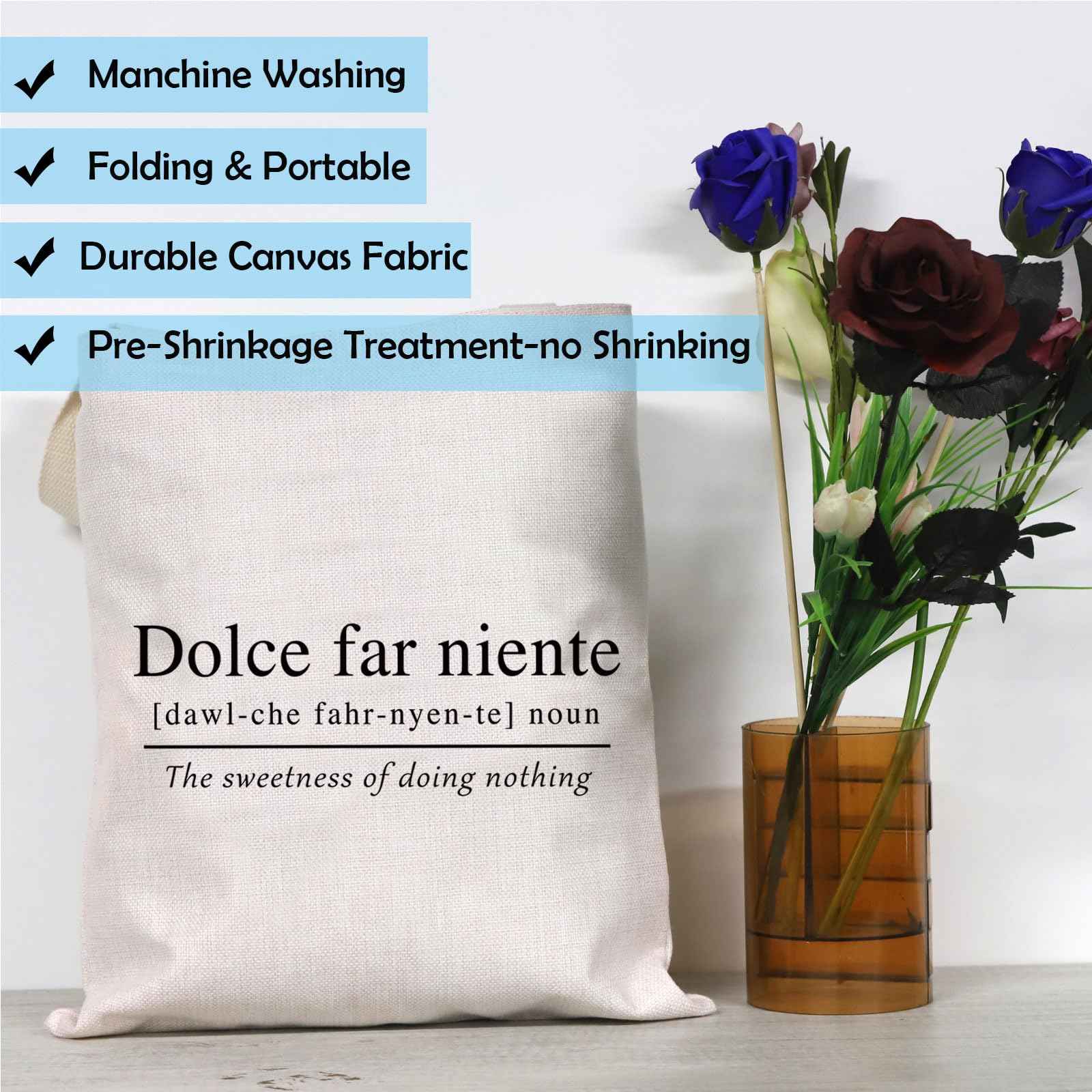 GJTIM Italian Themed Sweet Doing Nothing Quote Dolce Far Niente Italy Lover Gift Zipper Pouch Travel Bag Tote