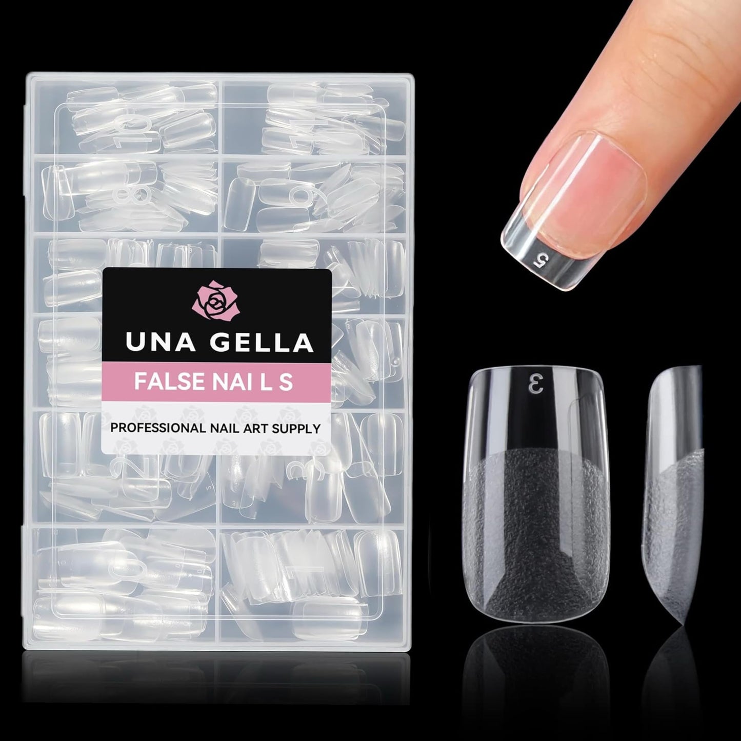 UNA GELLA Short Square Nail Tips 312pcs Square fake nails Pre-file Soft Gel X Nails Tips for Full Cover Acrylic Nails False Nails12 Sizes Press on Nails For Gel Nail Extensions Home DIY Nail Salon