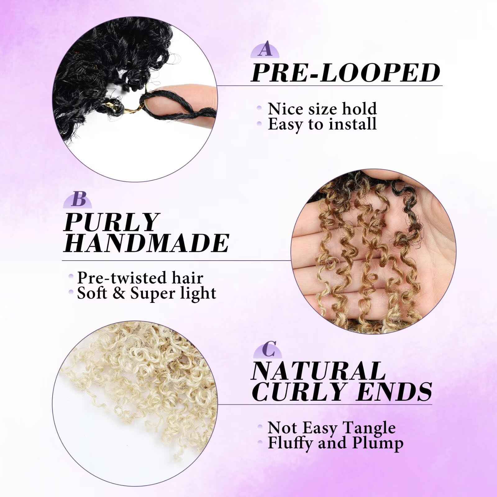 Yanky Twist Crochet Hair 11 Inch 8 Packs 30 Stands/Pcs,Pre-looped Fluffy Spring Mini Twist Passion Twist 3 Tones Ombre Blonde Synthetic crochet braids for black women(11 Inch, 1B/27/613)