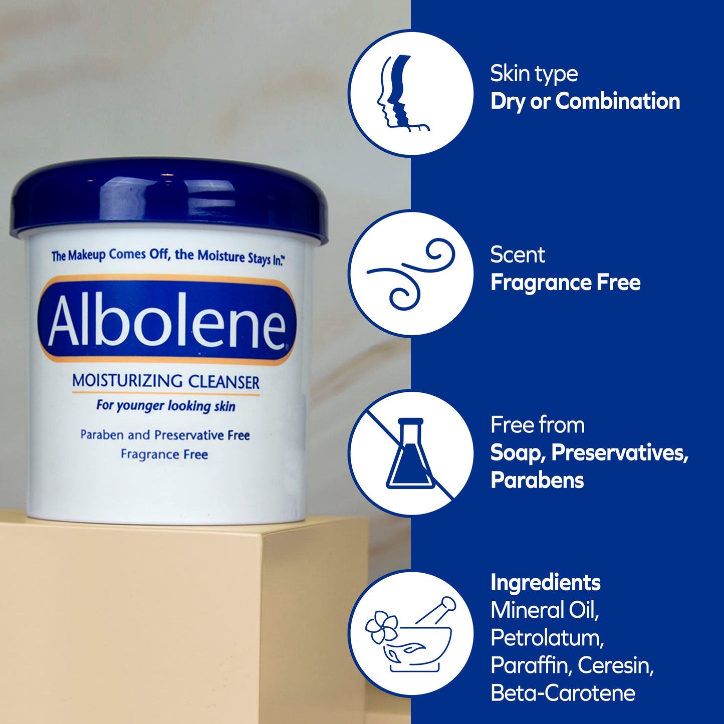 Albolene Face Moisturizer and Makeup Remover, Facial Cleanser and Cleansing Balm, Fragrance Free Cream, 12 oz (2 Pack)