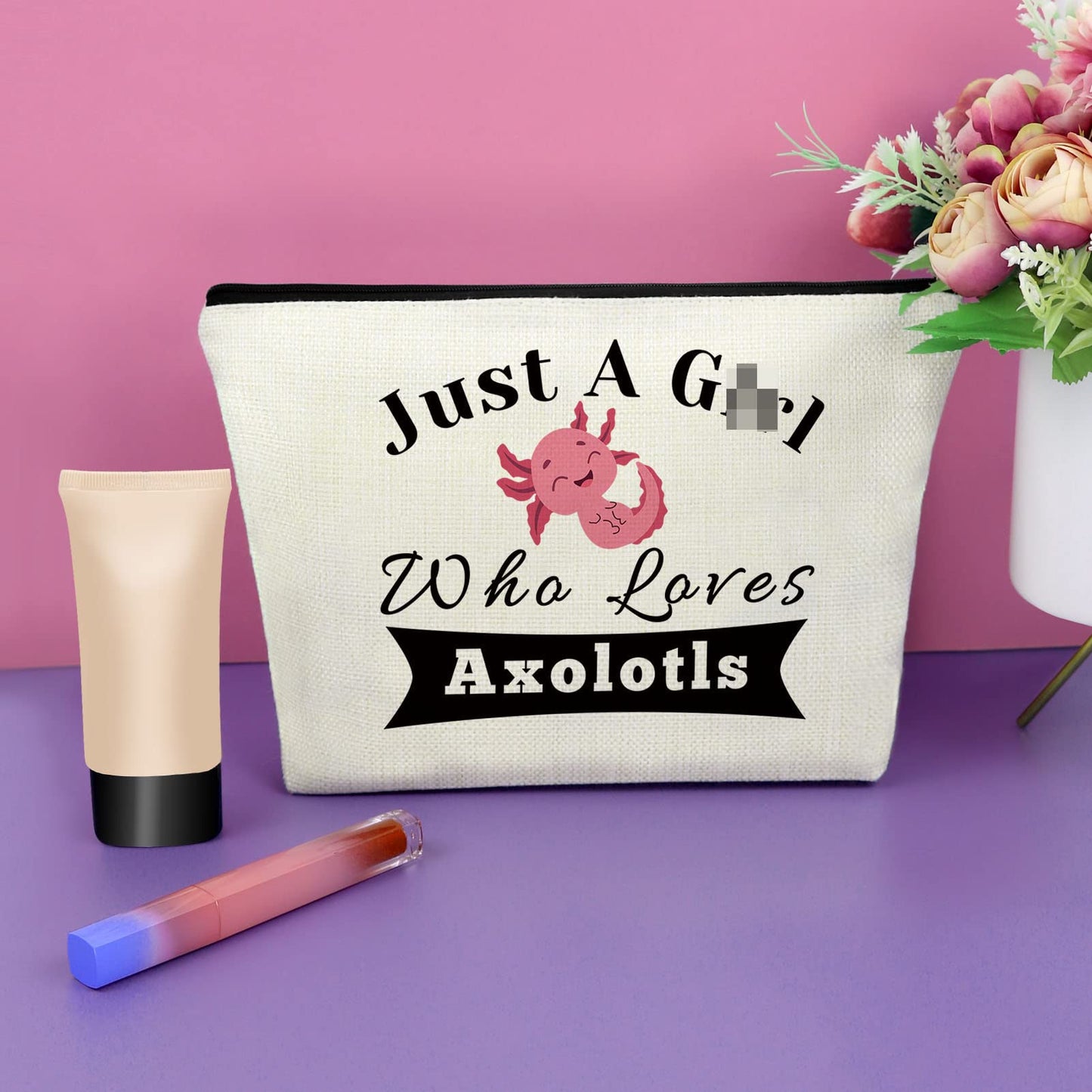 Axolotl Gifts for Women Axolotl Lover Gifts Makeup Bag Animal Lover Gifts Birthday Gifts for Best Friend Sister Gifts from Sister Cosmetic Bag Thanksgiving Christmas Gifts Cosmetic Travel Pouch