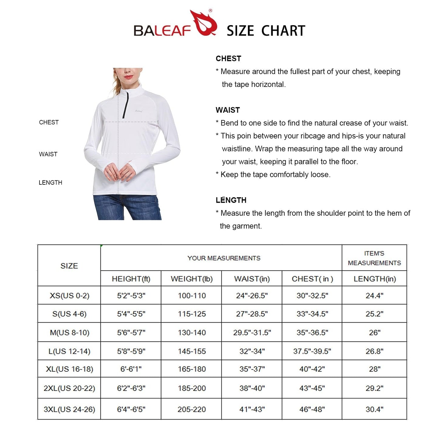 BALEAF Women's Sun Shirts 1/4 Zip Pullover UPF50+ UV Protection Lightweight Quick Dry Golf Hiking Running Workout Tops White Size S