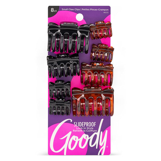 Goody Classics Claw Clips, Assorted Sizes, Assorted Colors - All Hair Types - Great for Easily Pulling Up Your Hair - Pain-Free Hair Accessories for Women, Men, Boys and Girls, 8 Count (Pack of 1)