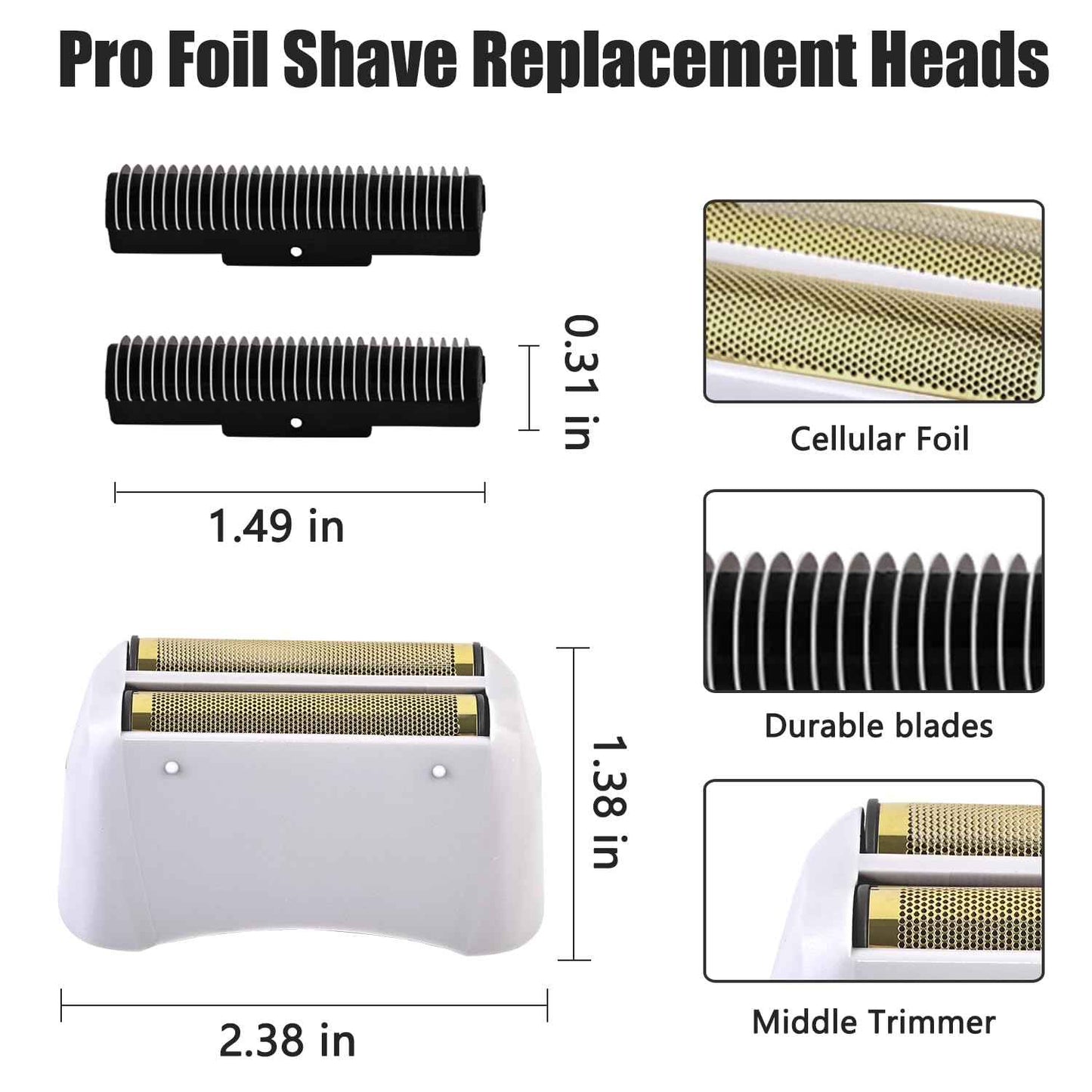 Foil Shaver Replacement Fit for Andis Model TS-1 TS-2 17150 17200 17235 Pro Foil Shaver, Replaces #17155 17160 17280 Foil and Blades -Profoil Lithium Shaver Head Parts- Hypoallergenic Gold Foil-3 Pack