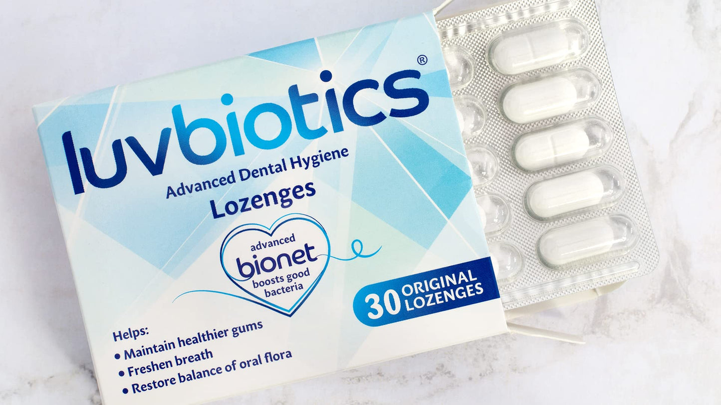 Luv Biotics Original Mint Dental Lozenges with Probiotics, Xylitol & Aloe Vera - 3 x 30 Lozenges