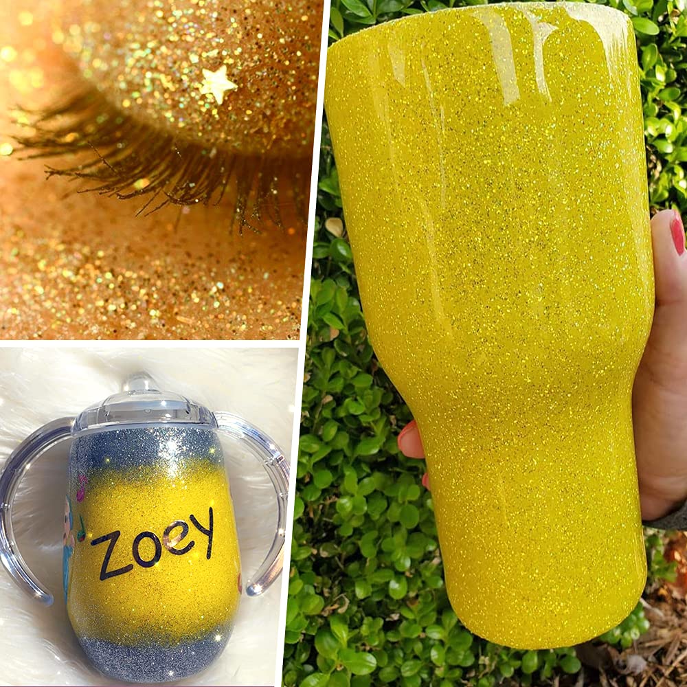 150g Extra Fine Iridescent Glitter, Holographic Ultra Fine Glitter Powder for Resin, Tumblers, Makeup Face Eye Hair Body, Crafts Painting Arts, Nail Art DIY Decoration (Iridescent Yellow)