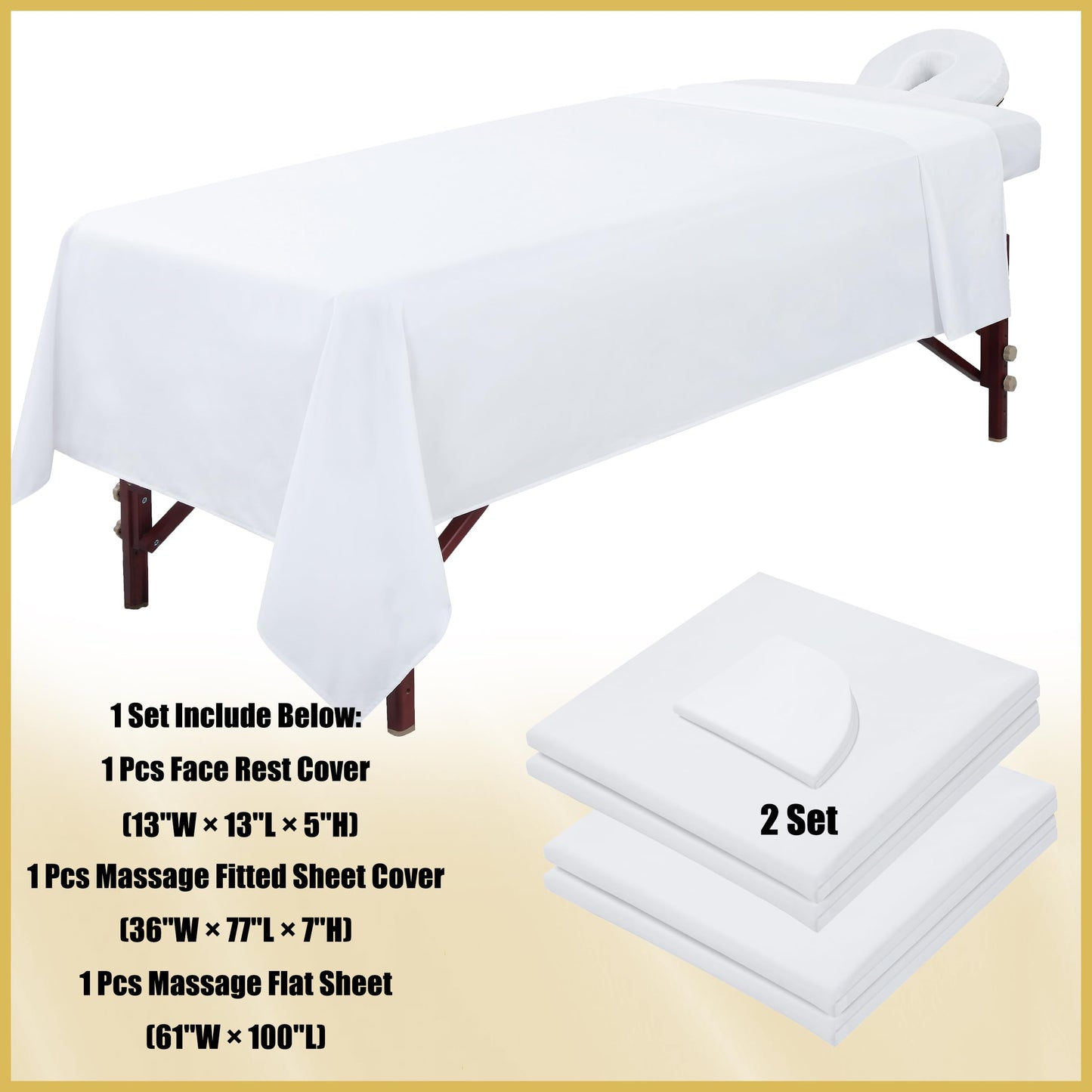 2 Sets Microfiber Massage Table Sheet Sets 3 Pcs Massage Bed Cover Soft Wrinkle Free Includes Massage Fitted Sheet,Massage Sheets and Face Cradle Cover for SPA Beauty Salon Tattoos (White)