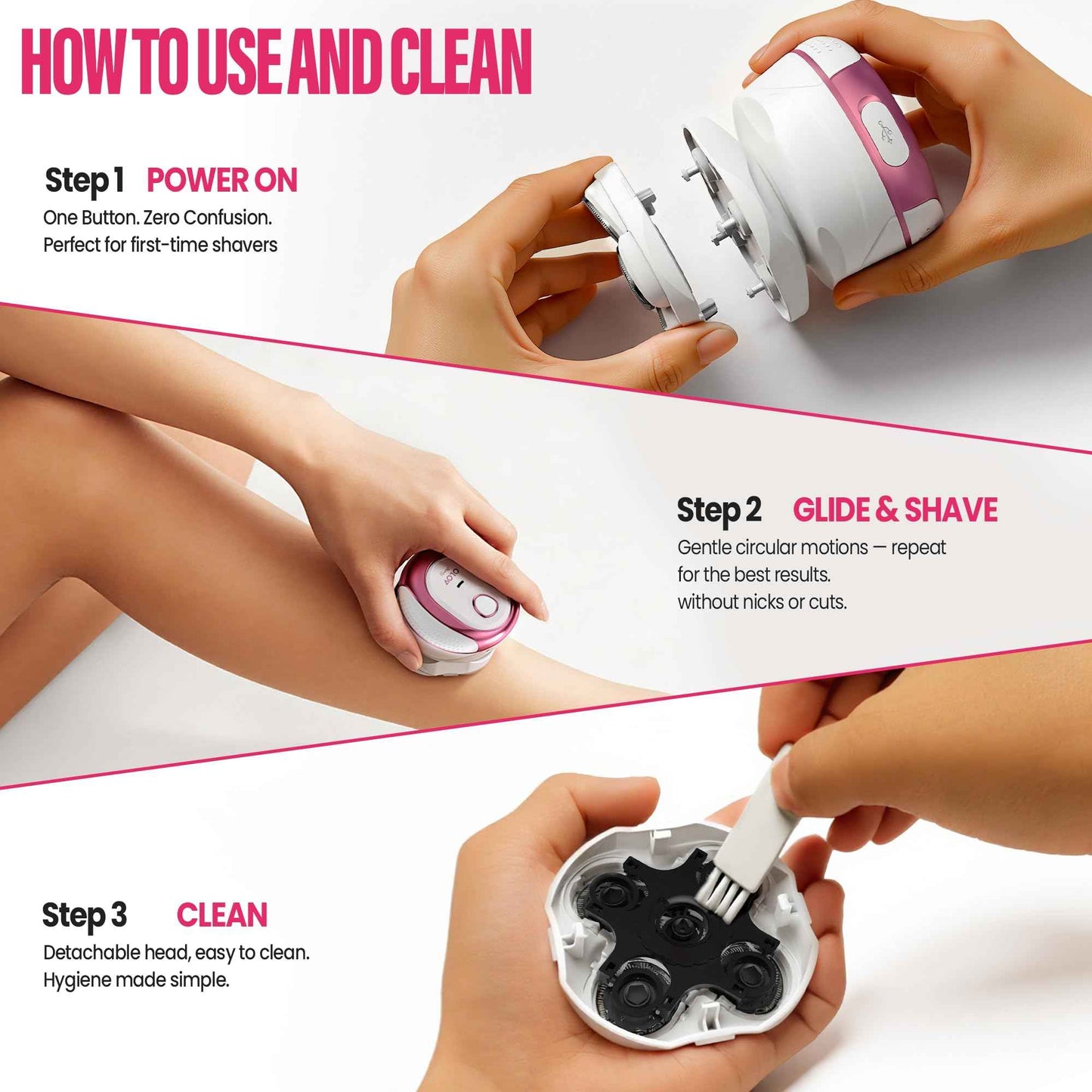 OLOV Beauty Electric Razors for Women,5-in-1 Blade Razor Rechargeable Shaver for Lady Legs,First Trimmer for Teen Girls Underarms & Body & Hair (White)