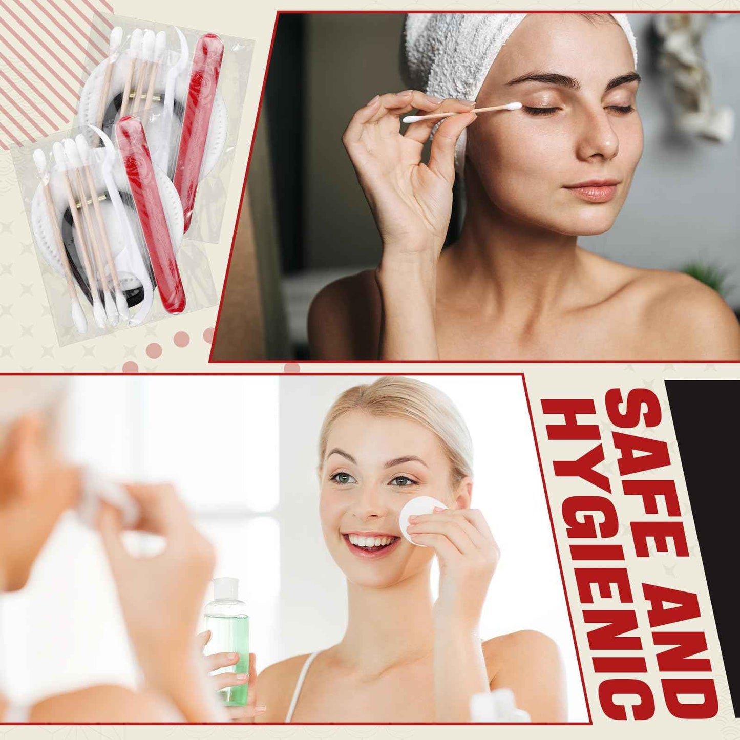 Tondiamo 100 Set Hotel Vanity Kit Individually Wrapped Travel Size Hotel Hospitality Kit Include Disposable Cotton Pads, Cotton Swabs, Hair Tie, Nail File, Dental Floss for Motels Toiletries