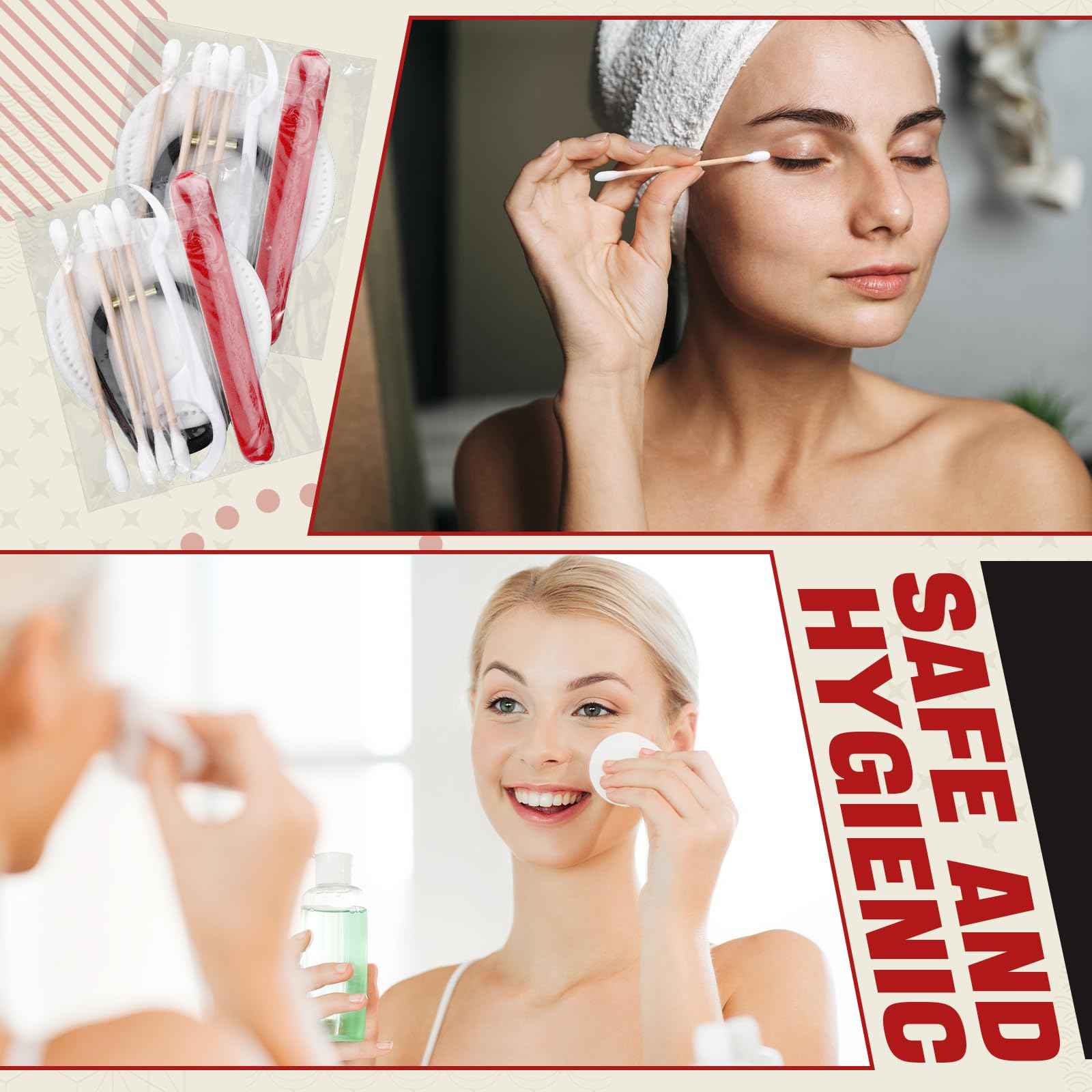 Tondiamo 100 Set Hotel Vanity Kit Individually Wrapped Travel Size Hotel Hospitality Kit Include Disposable Cotton Pads, Cotton Swabs, Hair Tie, Nail File, Dental Floss for Motels Toiletries