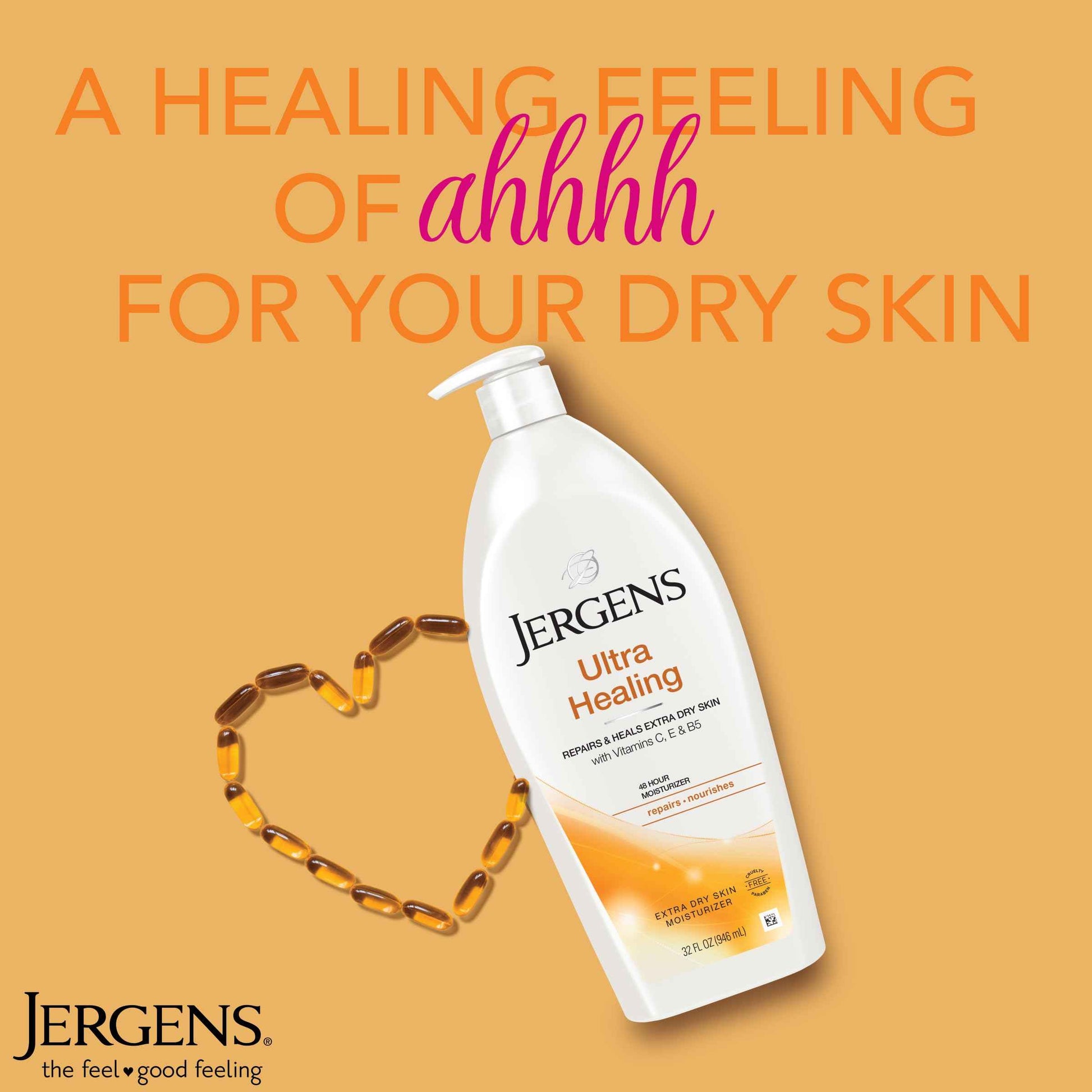 Jergens Original Scent Dry Skin Lotion, Body and Hand Moisturizer for Long Lasting Skin Hydration & Ultra Healing Dry Skin Moisturizer, Body and Hand Lotion for Dry Skin