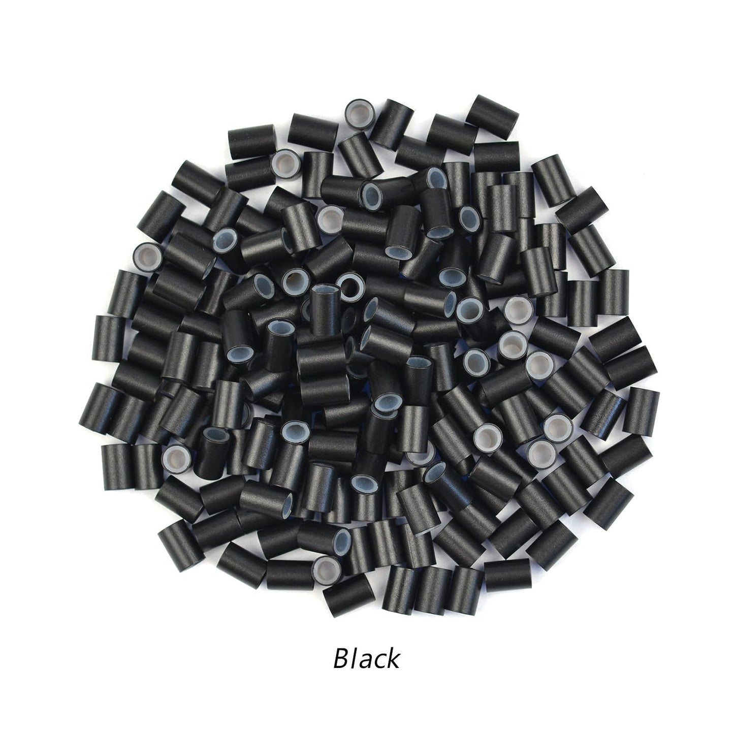 500 Pcs Silicone Lined Micro Rings Links Beads 4.0 * 2.8 * 6.0 mm Copper Hair Beads for Copper Hair Extensions (Black)