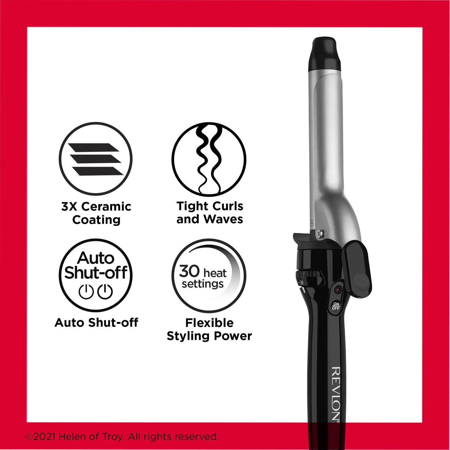 Revlon Perfect Heat Triple Ceramic Curling Iron | For Silky Smooth Medium Curls (1 in)