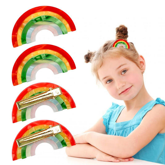 4 Pack Rainbow Hair Clips for Girls Y2k Hairstyles Cute Mini Colorful Hairpin Duckbill Clip Barrettes Rainbow Styling Hair Accessories for Women Girls Thin Hair