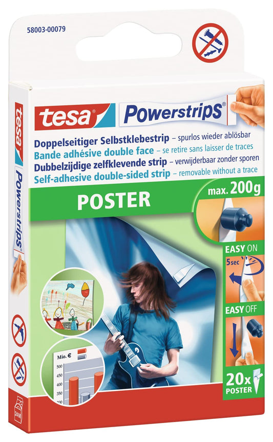 tesa UK POWERSTRIPS POSTER 20x, white, 58003-00079-04