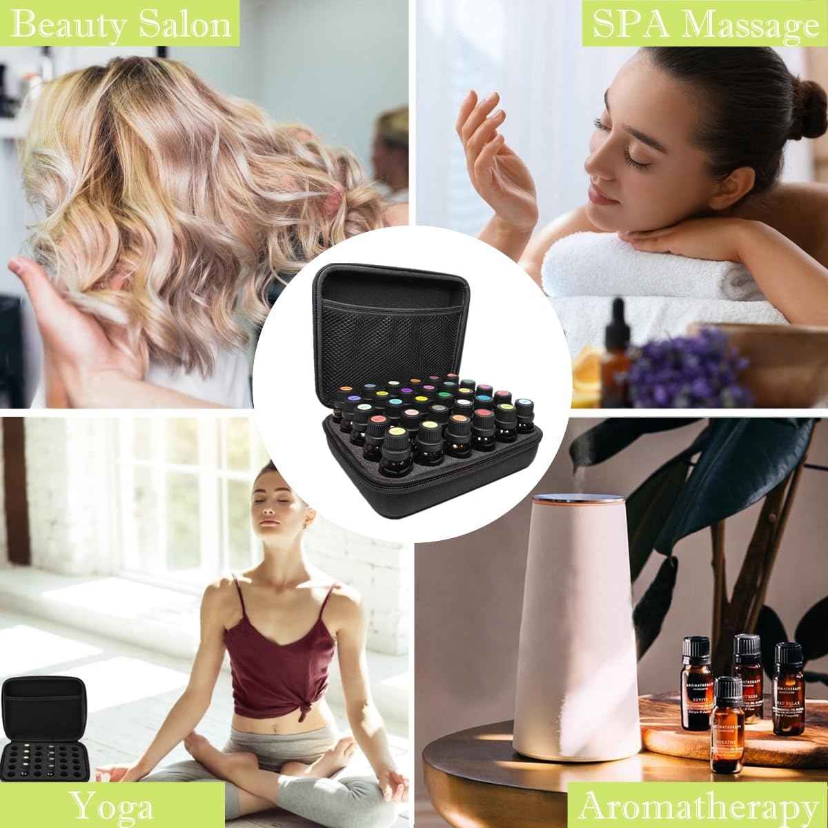 BLIRITEL EVA Essential Oils Organizer, 30 Bottles Hard Shell Essential Oil Storage Carrying Case, Essential Oils Boxes Holds 30 Bottles with 5ml,10ml,15ml (Black)