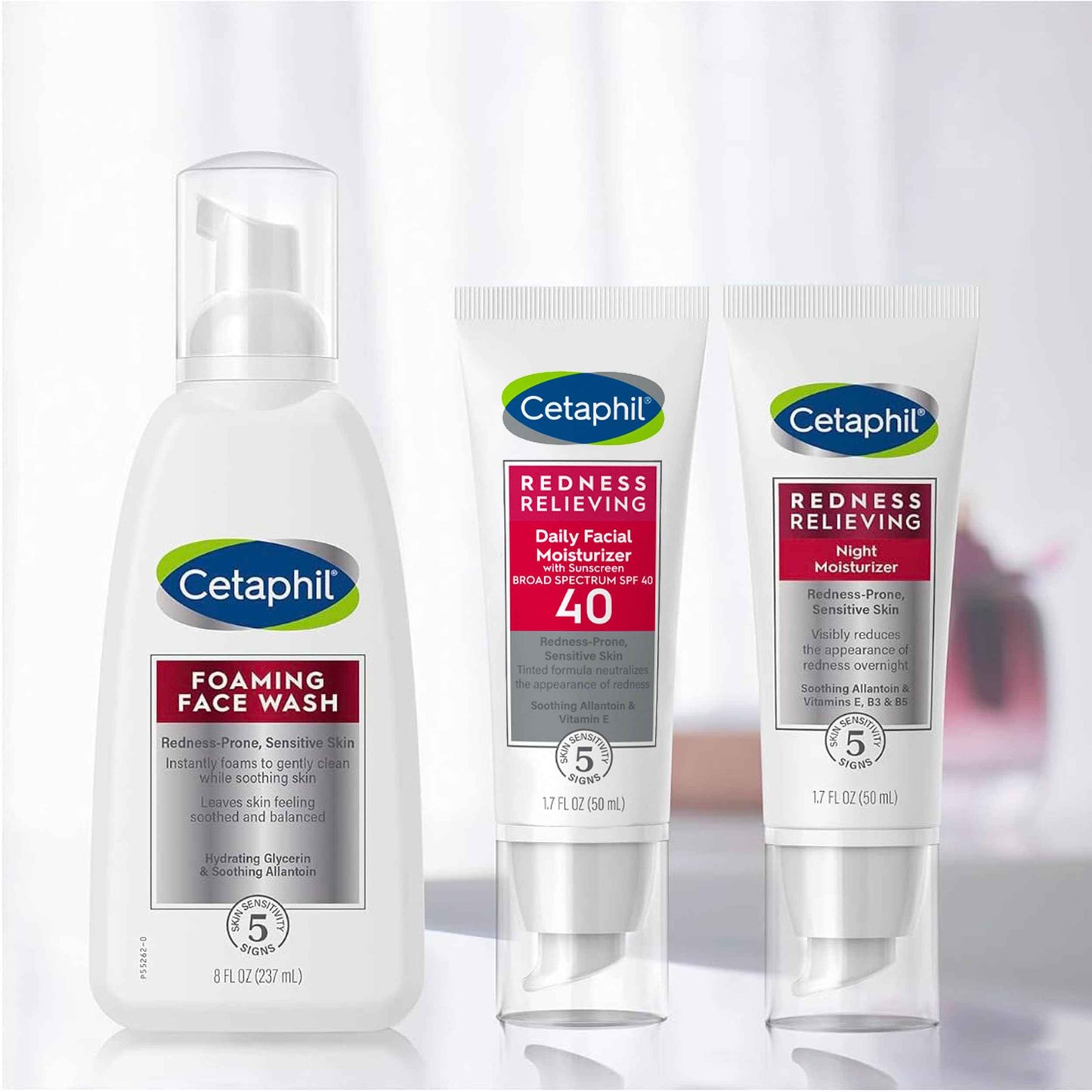 Cetaphil Redness Relieving Set, Night Moisturizer (1.7 oz) and Daily Facial Moisturizer SPF 40 (1.7 oz) For Redness Prone Skin