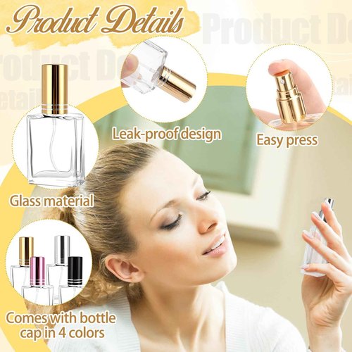 ZhouBoat 20 Pack 15ml Perfume Bottles Empty Refillable, Multicolor Portable Glass Atomizer Mini Perfume Bottles with Sprayer Droppers and Funnels for Travel,Decants,Cologne DIY