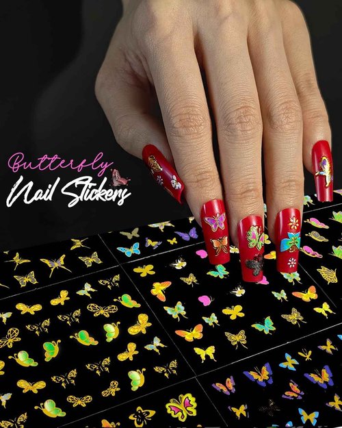 60 Sheets Nail Stickers for Nail Art, Self Adhesive Nail Decals with Flower, Gold and Butterfly Nail Art Stickers, Nail Design Accessories for Kids and Women