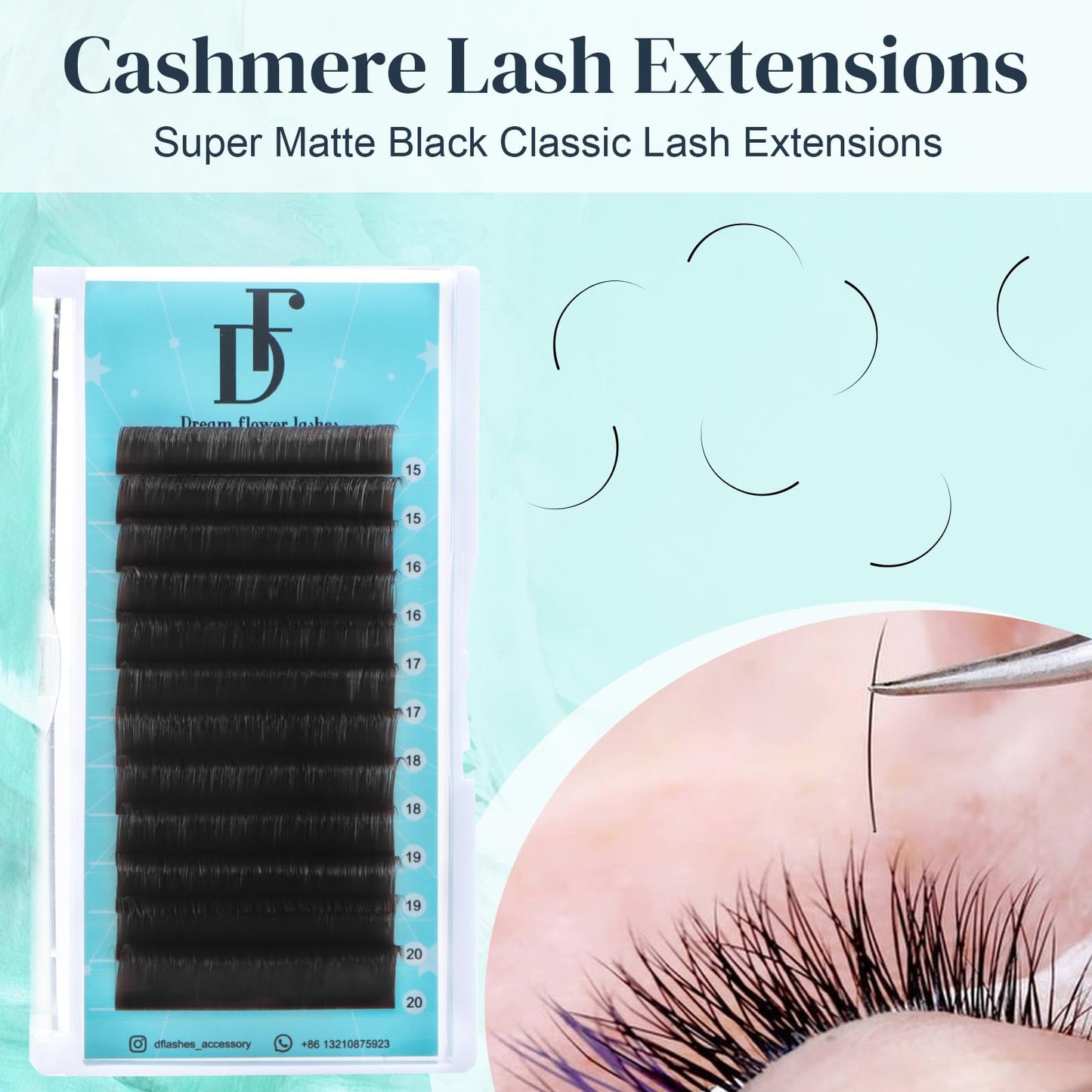 DF touchjoy Lash Extension Volume Eyelashes Extensions 0.12 D 15-20mm Lash Tray Individual lash Extensions Classic Lash Extensions Soft Matte Black Single Lashes for Professional Salon Use