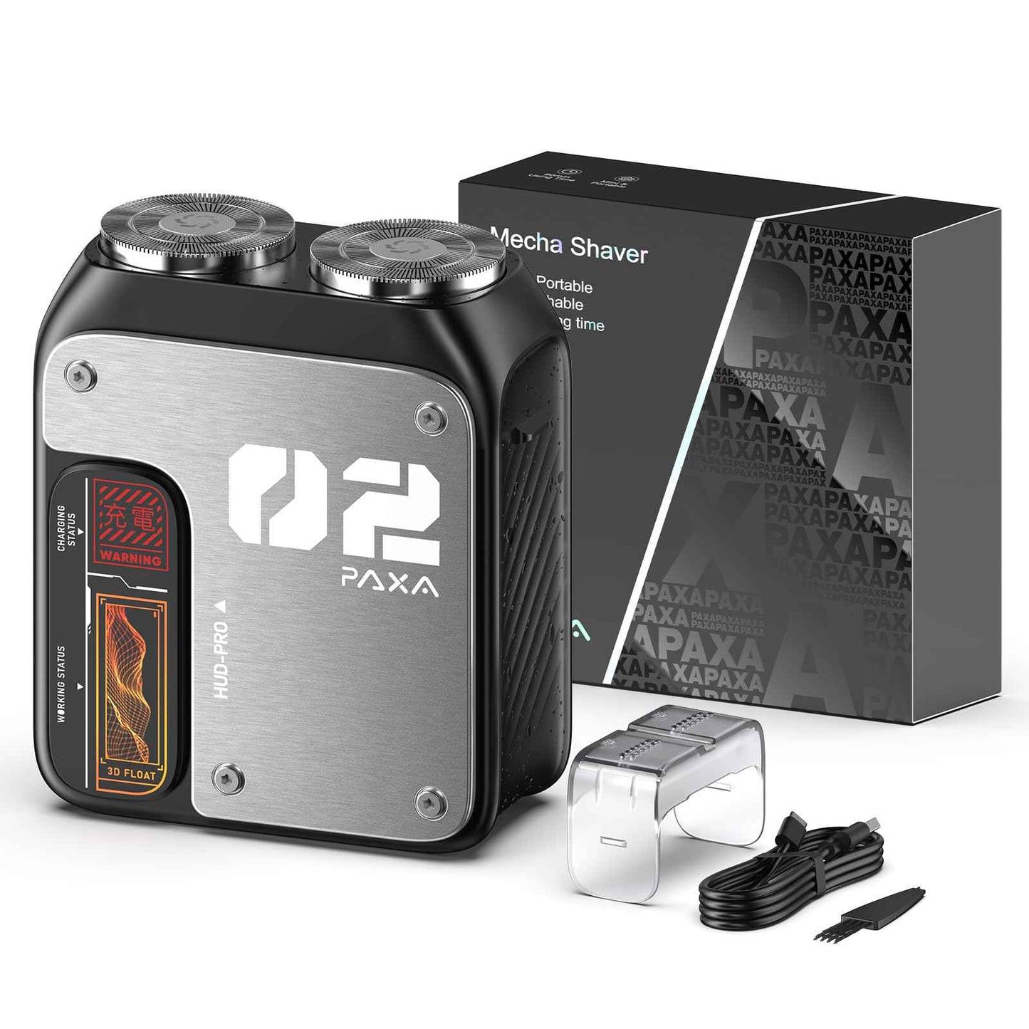 PAXA Mini Electric Shaver for Men,9000Rpm Electric Razor for Men,Magnetic Dual-Head Rotary Pocket Shaver IPX7 Waterproof Wet & Dry for Shaving Face,USB-C Rechargeable for Home,Car,Travel(Gray)