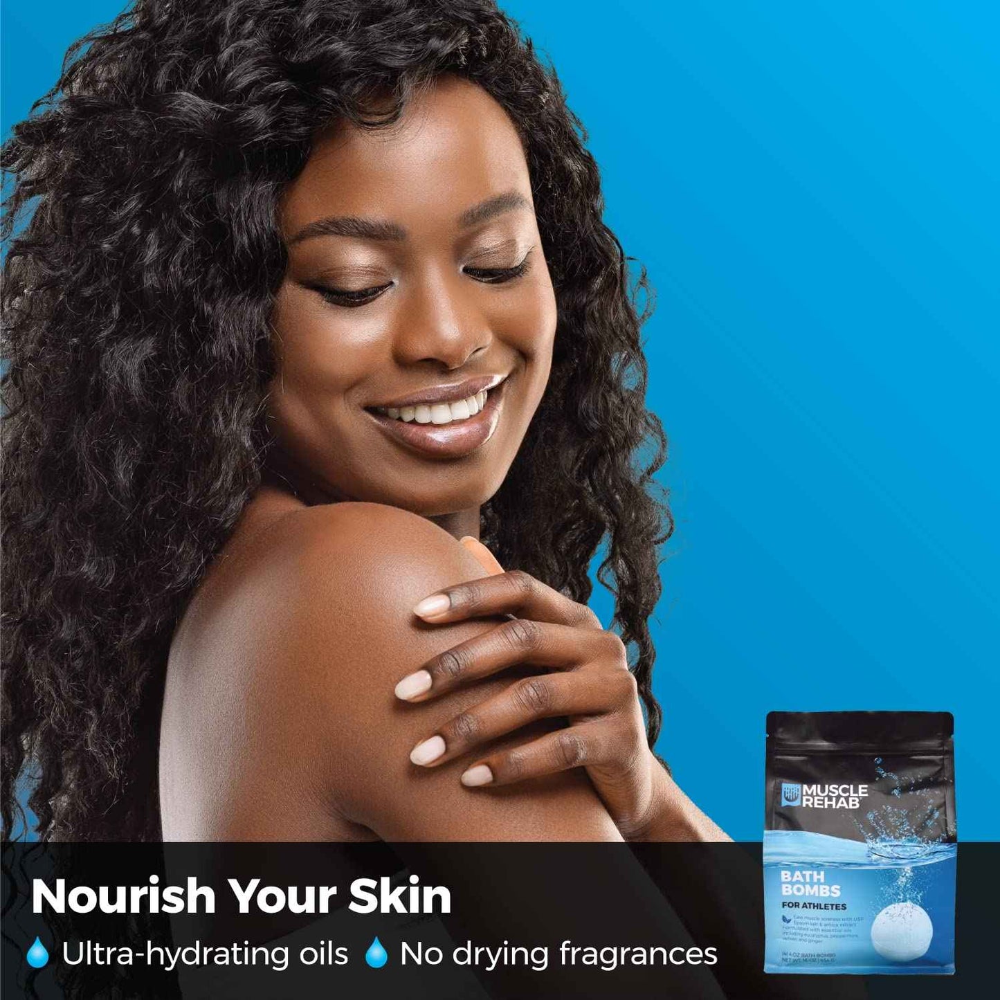 Muscle Rehab Magnesium Epsom Salt Bath Bombs - Fast-Absorbing Muscle Soak for Post-Workout Recovery - Bath Bombs for Sore Muscles and Pain- Tranquil Foot Soak Bombs - Athletic Recovery Bath - 2 Packs