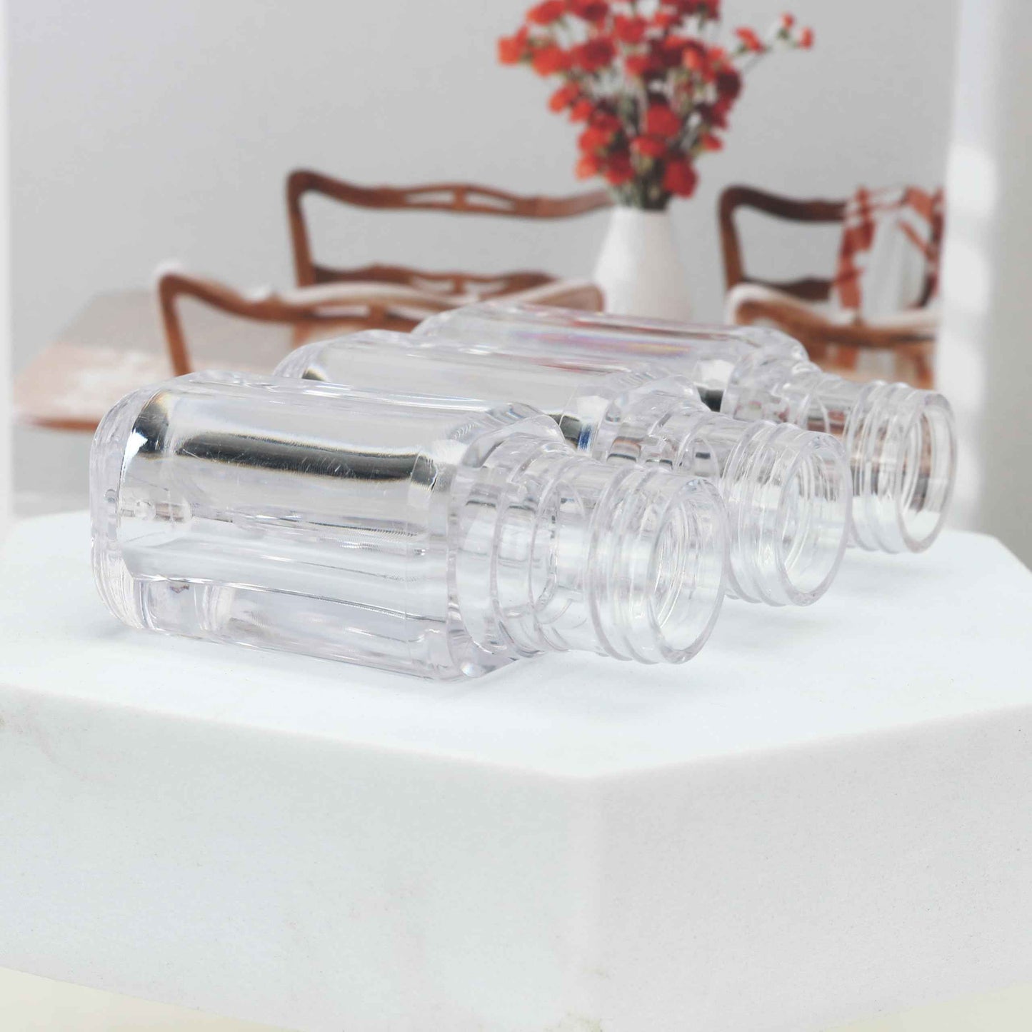 COSIDEA 16pcs Silver 5ml Square big wand lip gloss tubes for DIY lipgloss containers tubes with large doe foot applicator