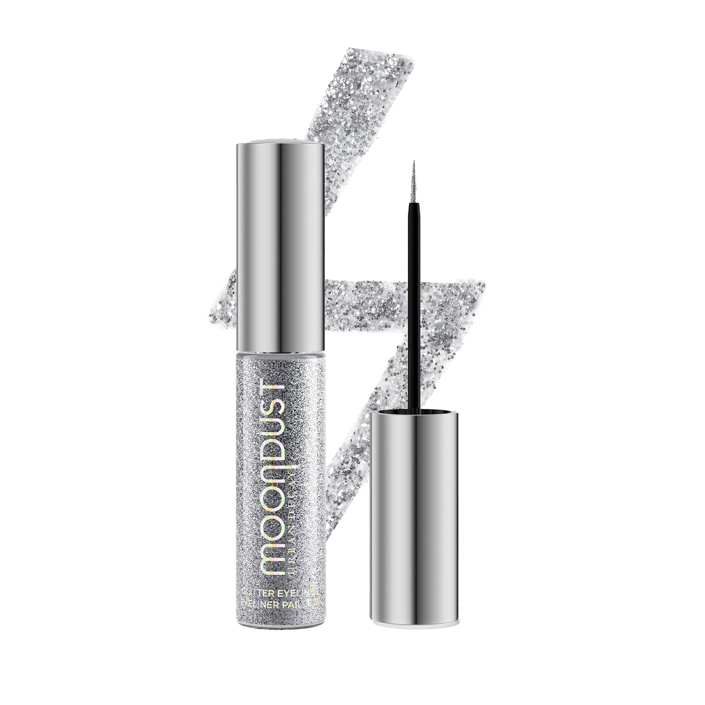 URBAN DECAY Moondust Liquid Glitter Eyeliner (Glamrock - Silver Glitter), Sparkly Eye Liner, Glitter Eyeshadow Topper, Universal Shimmering Shades, No Fallout - 0.25 fl oz