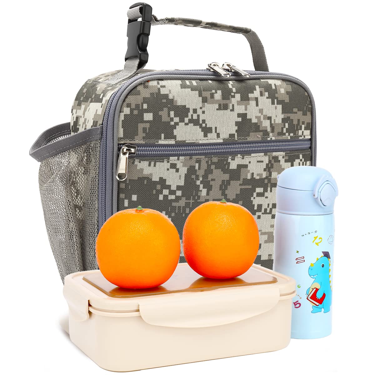 FlowFly Lunch box Insulated Soft Bag Mini Cooler Back to School Thermal Meal Tote Kit for Girls, Boys,DigitalCamo