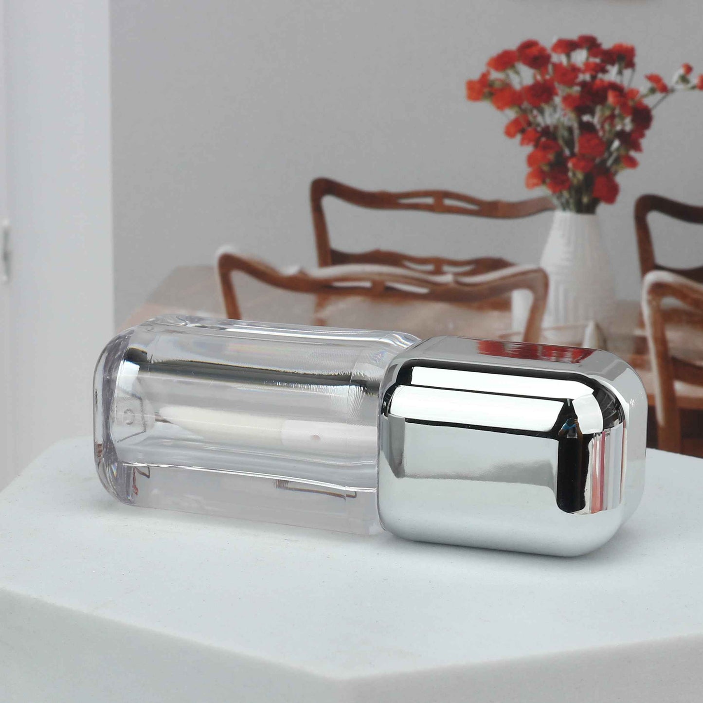 COSIDEA 16pcs Silver 5ml Square big wand lip gloss tubes for DIY lipgloss containers tubes with large doe foot applicator