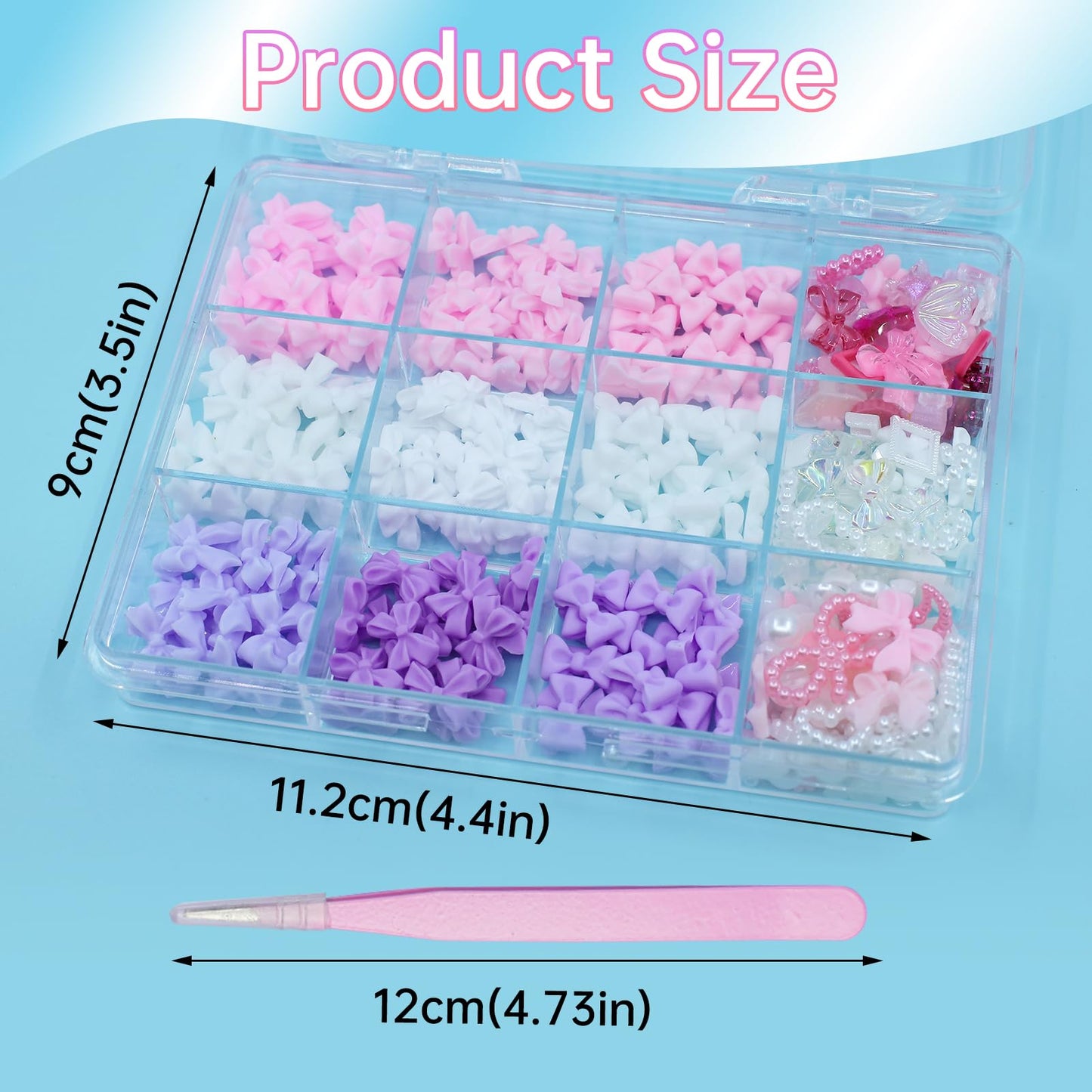 Pink Color White Purple 3D Nail Charms Kit Bowknot Tiny Flower Heart Nail Pearls Charms Butterfly Star Cherry Nail Rhinestones Charms for Manicure DIY Accessories