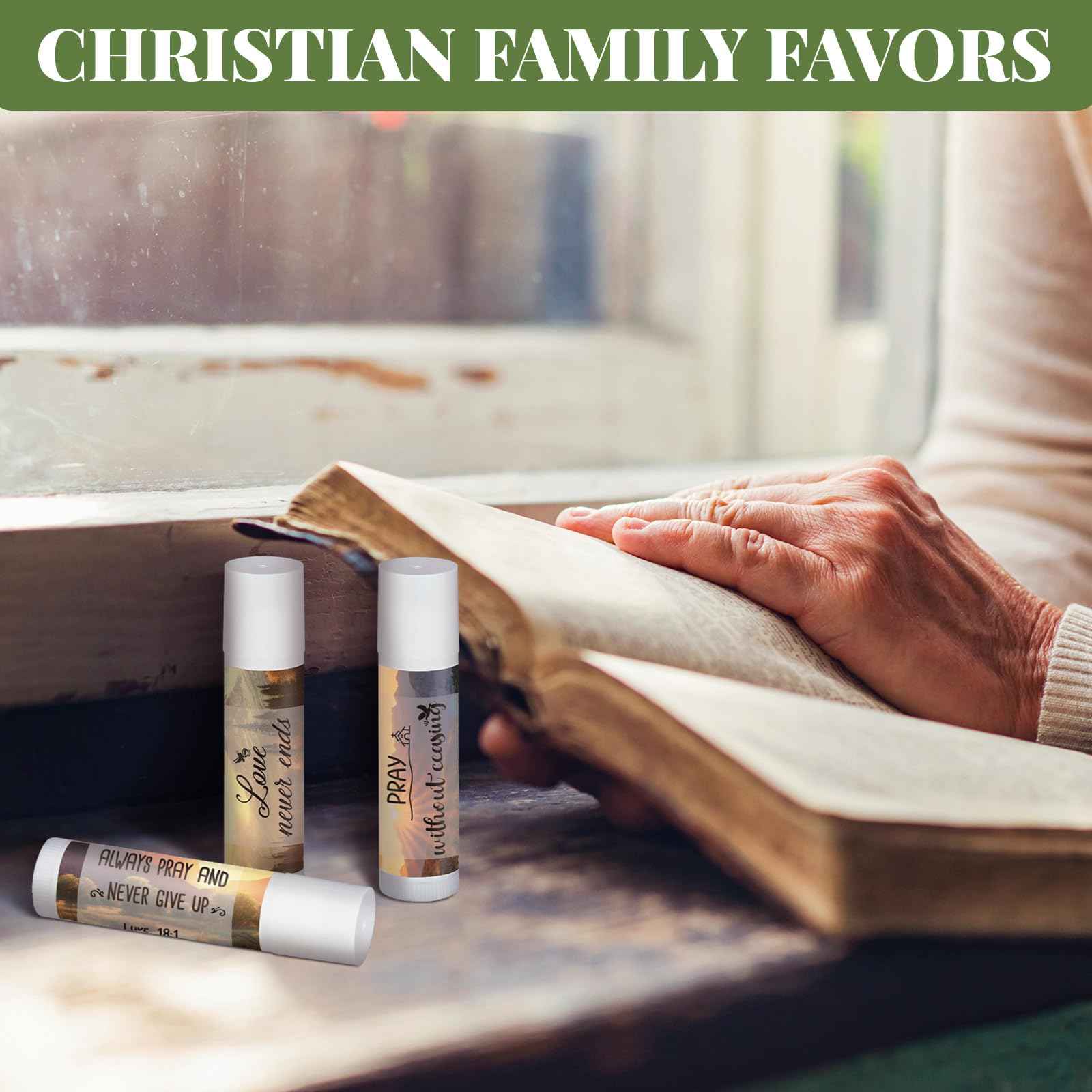 50 Pack Christmas Christian Gifts Bulk for Women Men Religious Lip Balms Bulk Church Party Favors Christmas Party Gifts Stocking Stuffers Bible Verse Study Supplies for Staff Employee Coworkers