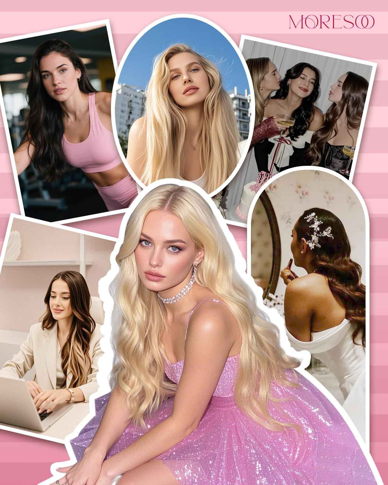 Moresoo Micro Link Hair Extensions Human Hair Dark Burgundy Micro Loop Hair Extensions Human Hair Add Length for Any Occasions 50S/50G 18 Inch