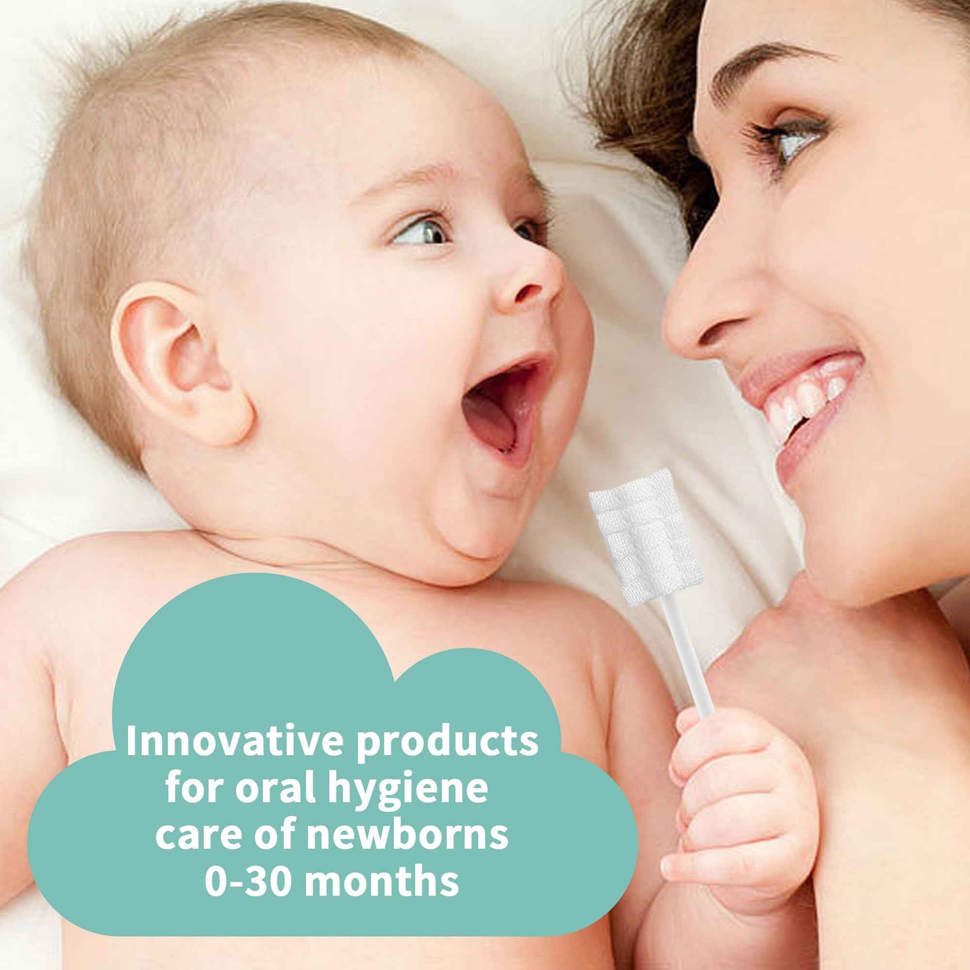 SmilBoxy 105 Pieces Baby Tongue Cleaner + 2 PCS Finger Toothbrush Soft Gauze Baby with Box Disposable Tongue Cleaner Infants Oral Mouth Cleaner Newborn Care 0-36 Month Infants