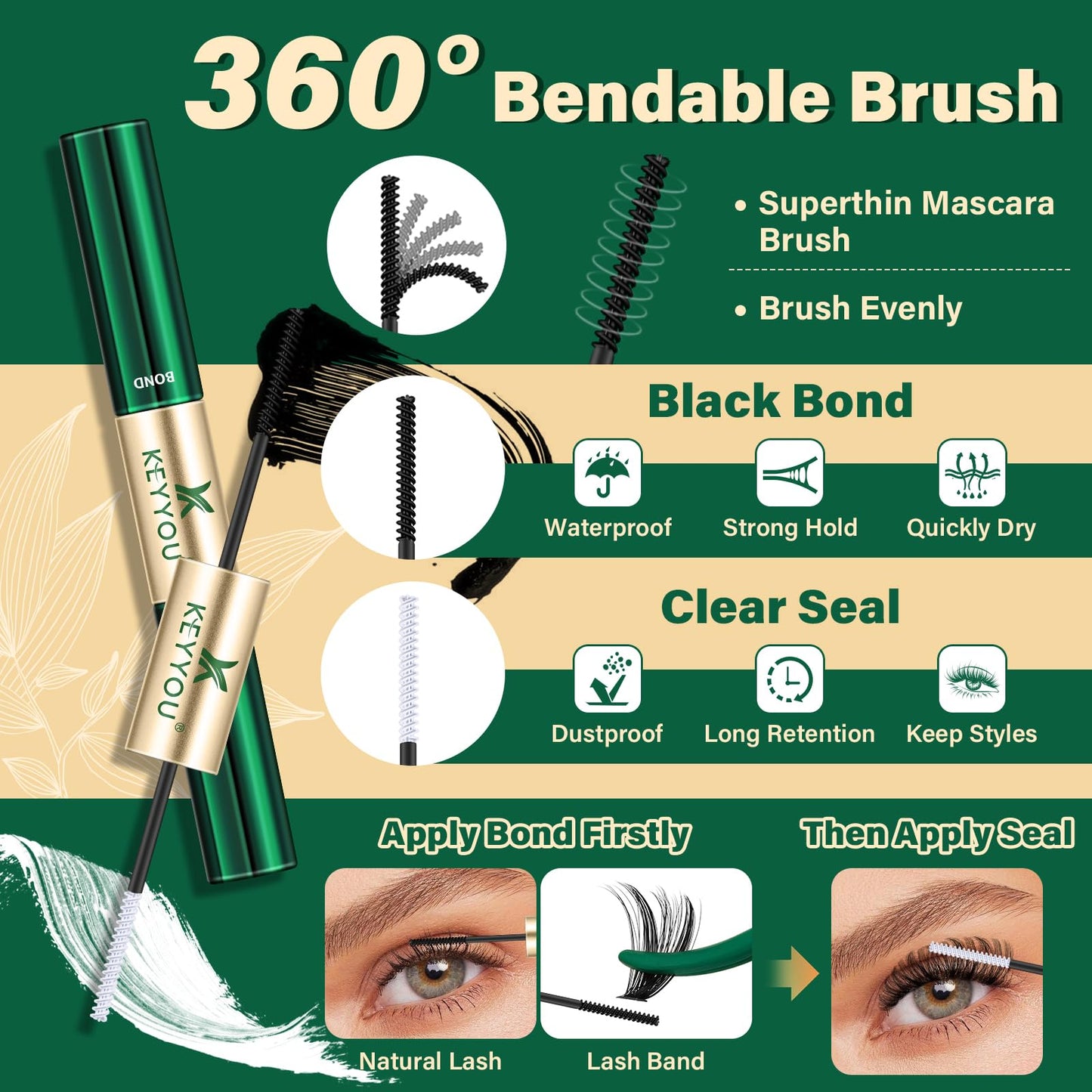 KEYYOU DIY Lash Extension Kit 280pcs Soft Lash Clusters 60D+80D D Curl Easy to Apply with Lash Bond and Seal Lash Applicator Lash Remover Eyelash Extension Kit at Home(RMkit-60D80D-D-10-18mix)