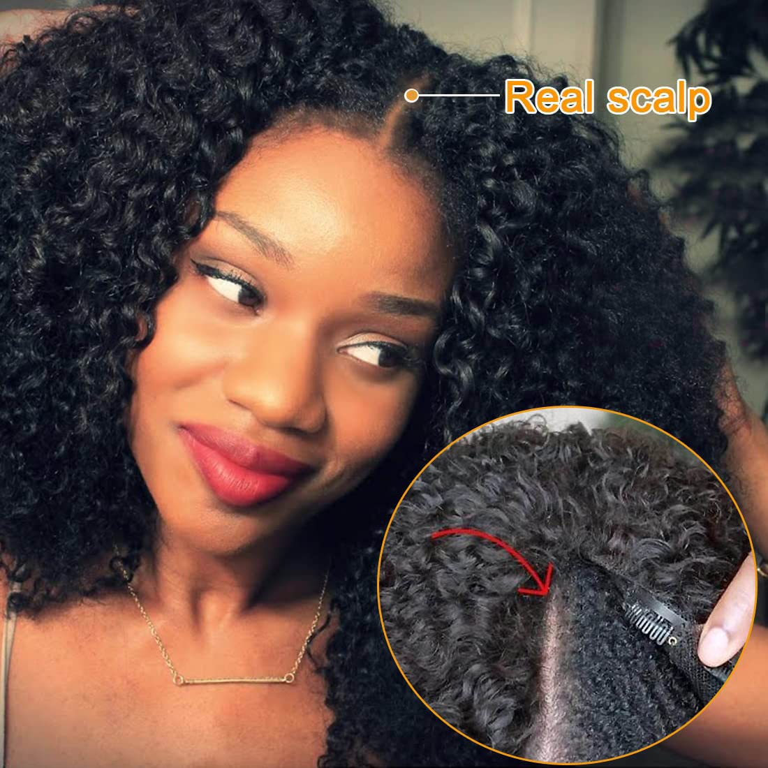 UNICE Curly V Part Wig Human Hair No Leave Out 180% Density Upgrade U part Wigs with Clips Glueless Wig Human Hair for Women Beginner Friendly No Lace No Glue No sew in 20 inch